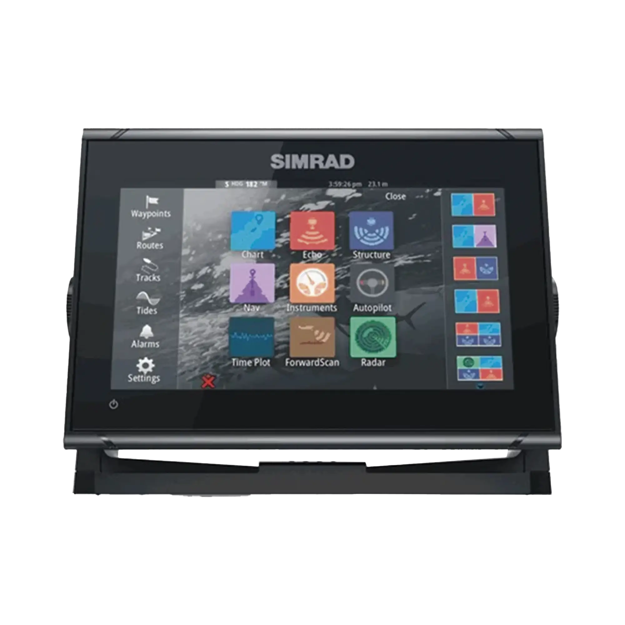 Display Multifuncional Simrad GO Series 9’’ / Pantalla Táctil Multi-touch / GPS Integrado / Ecosonda / Wi-Fi / Interfaz NMEA 2000 y Radar / Transductor 83/200 / Compatible con C-MAP Discover