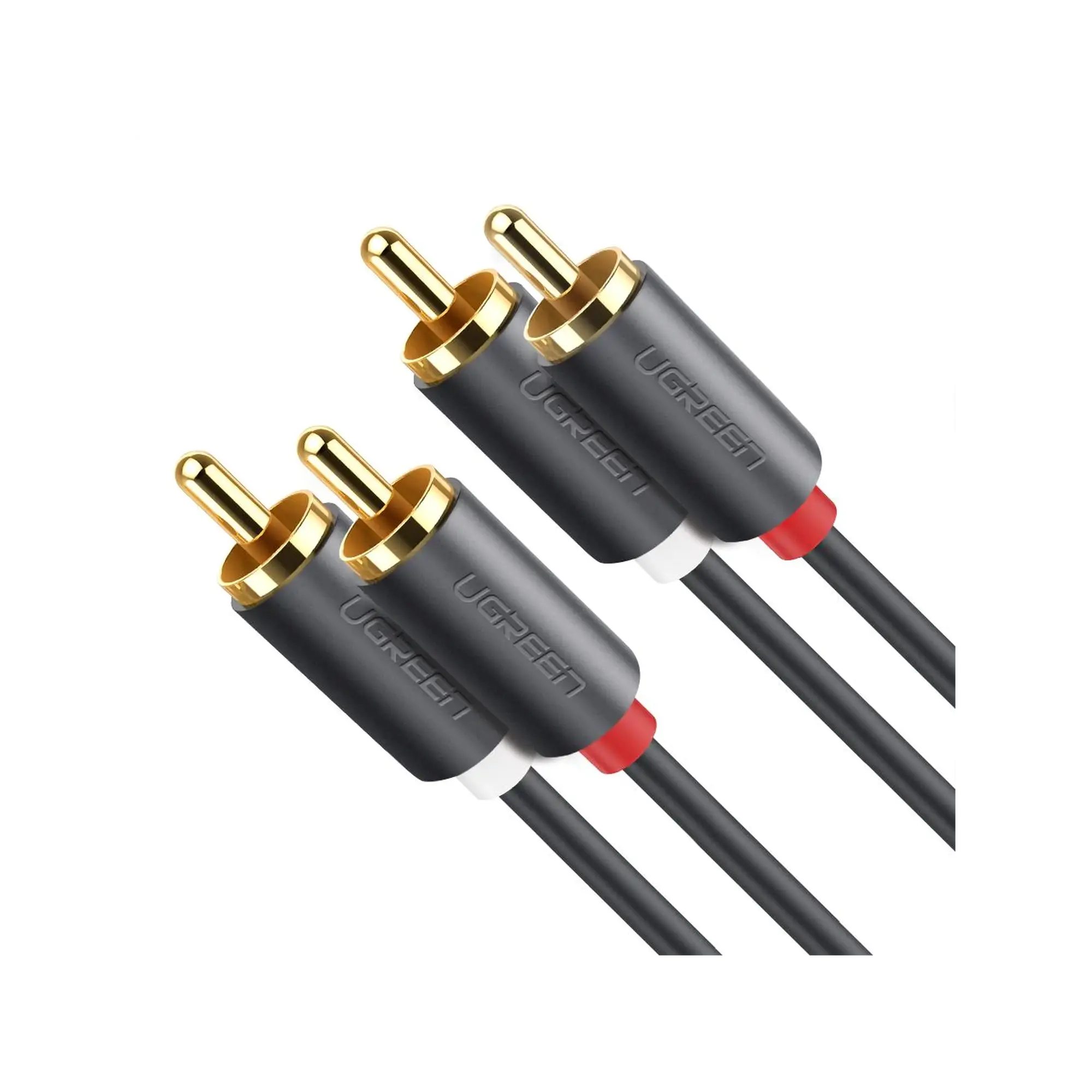 Cable de Audio 2 RCA Macho a 2 RCA Macho / 3 Metros / Color Negro / Alta Calidad /Anillos de goma para asegurar un agarre firme al instalar o quitar el cable