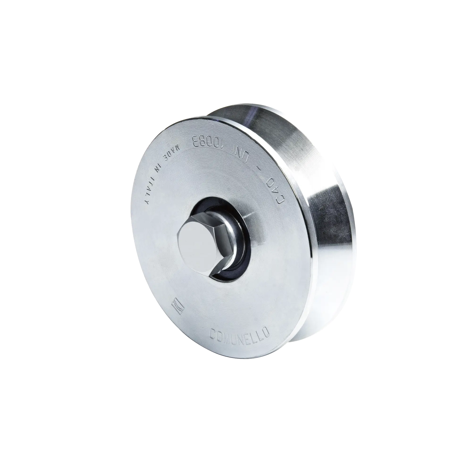 Rueda de 12 cm SIN Soporte Para Puertas Corredizas de Hasta 450 Kg / Canal Tipo «V»