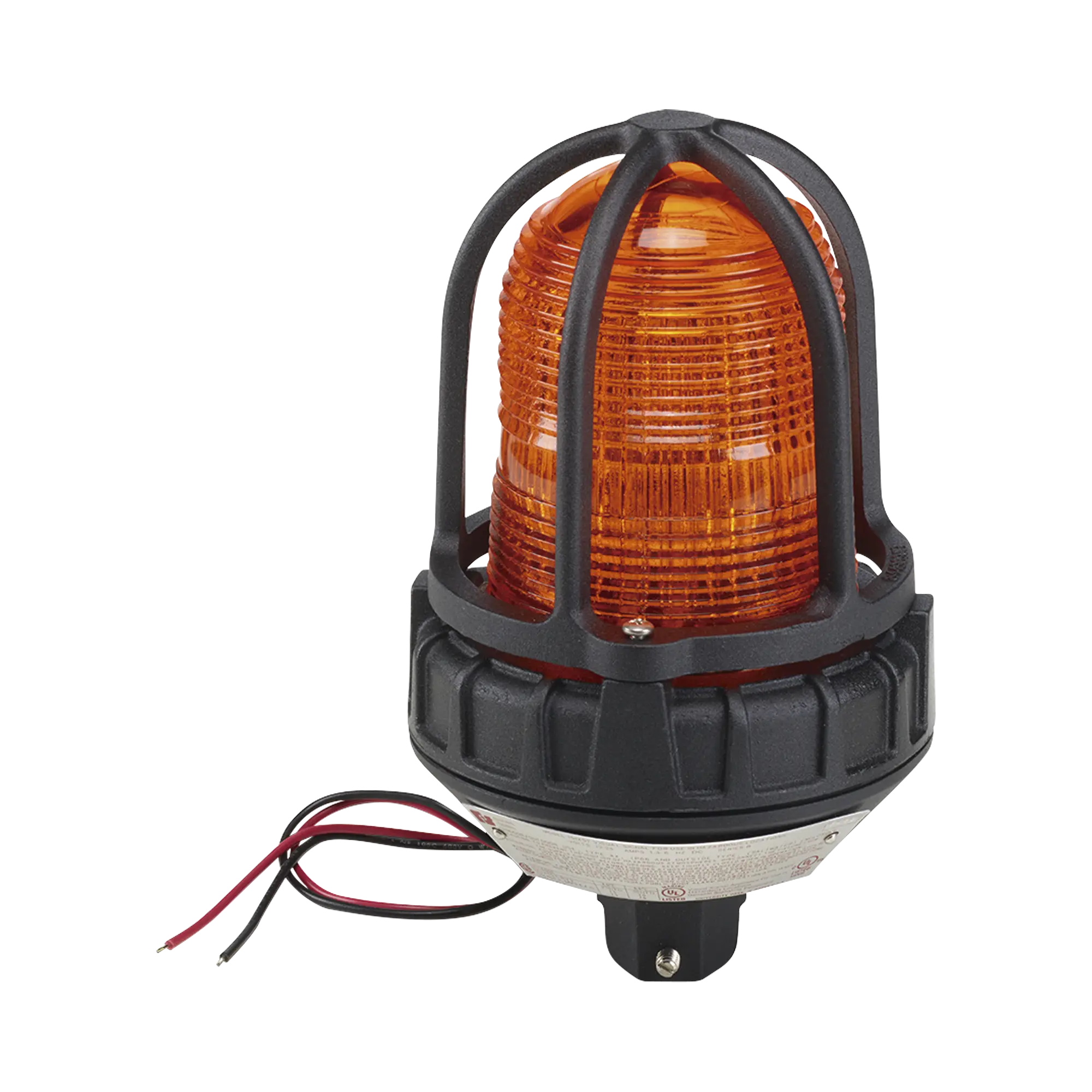 Luz estroboscópica para ubicaciónes peligrosas,  montaje tipo tubo, 12-24 VCD, color Ámbar