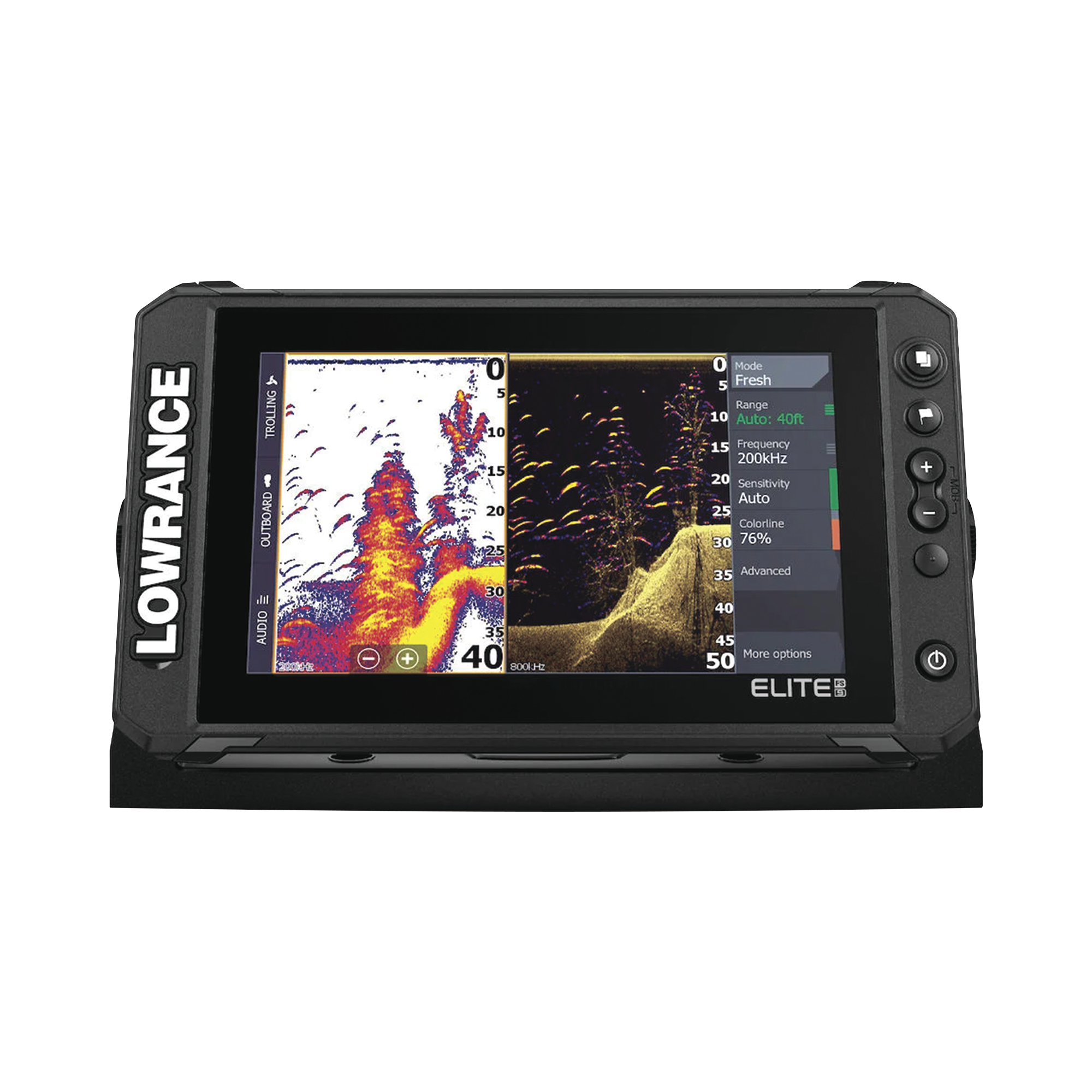 Pantalla de navegación Elite FS  de 9″ no incluye transductor.