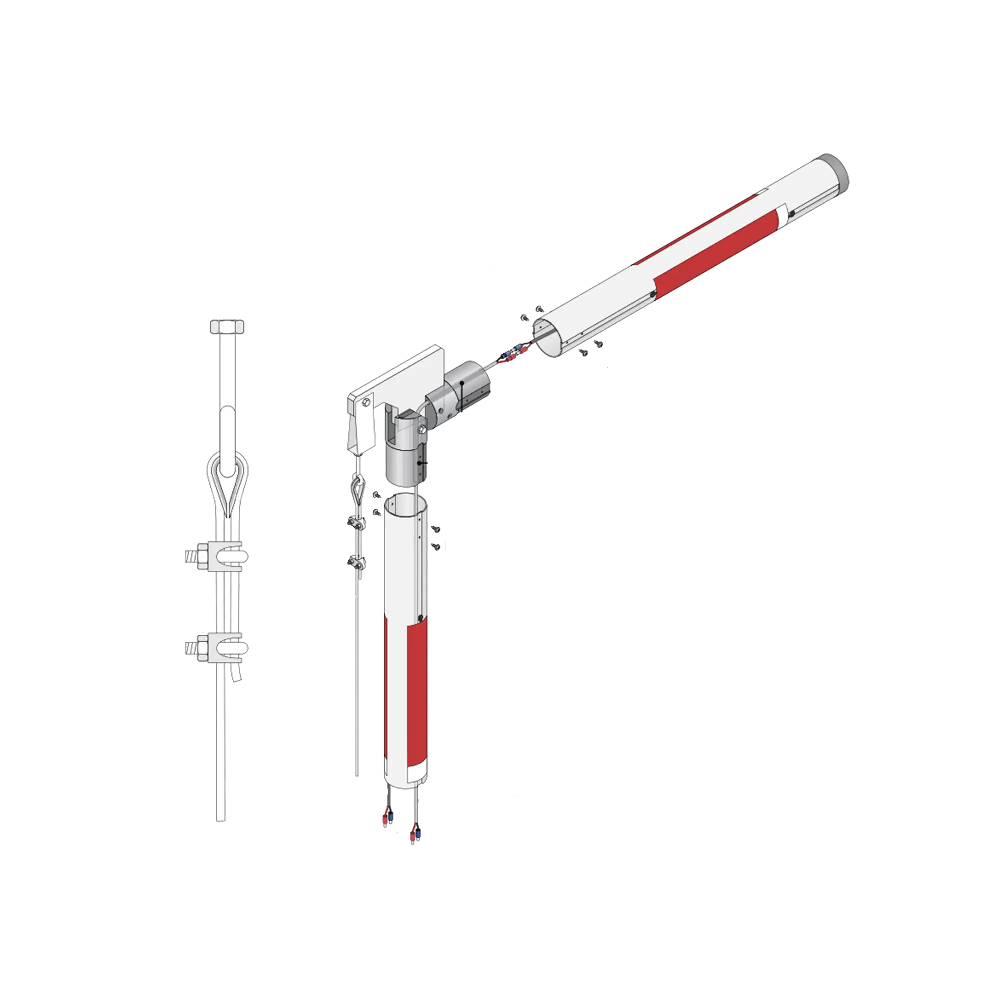 Kit de mástil iluminado de aluminio con Articulación para barreras DKS 1601