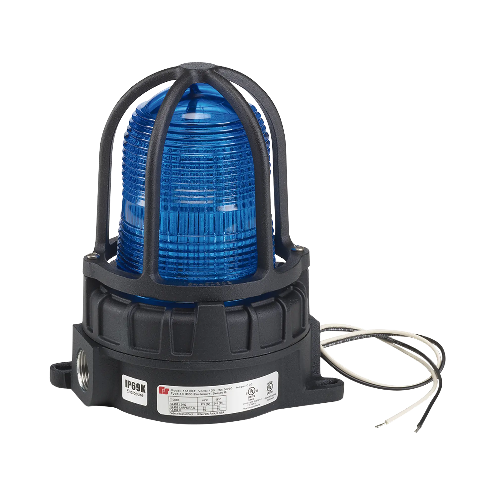Luz de advertencia LED para ubicaciones peligrosas, montaje para superficies, 24 VCD, color Azul
