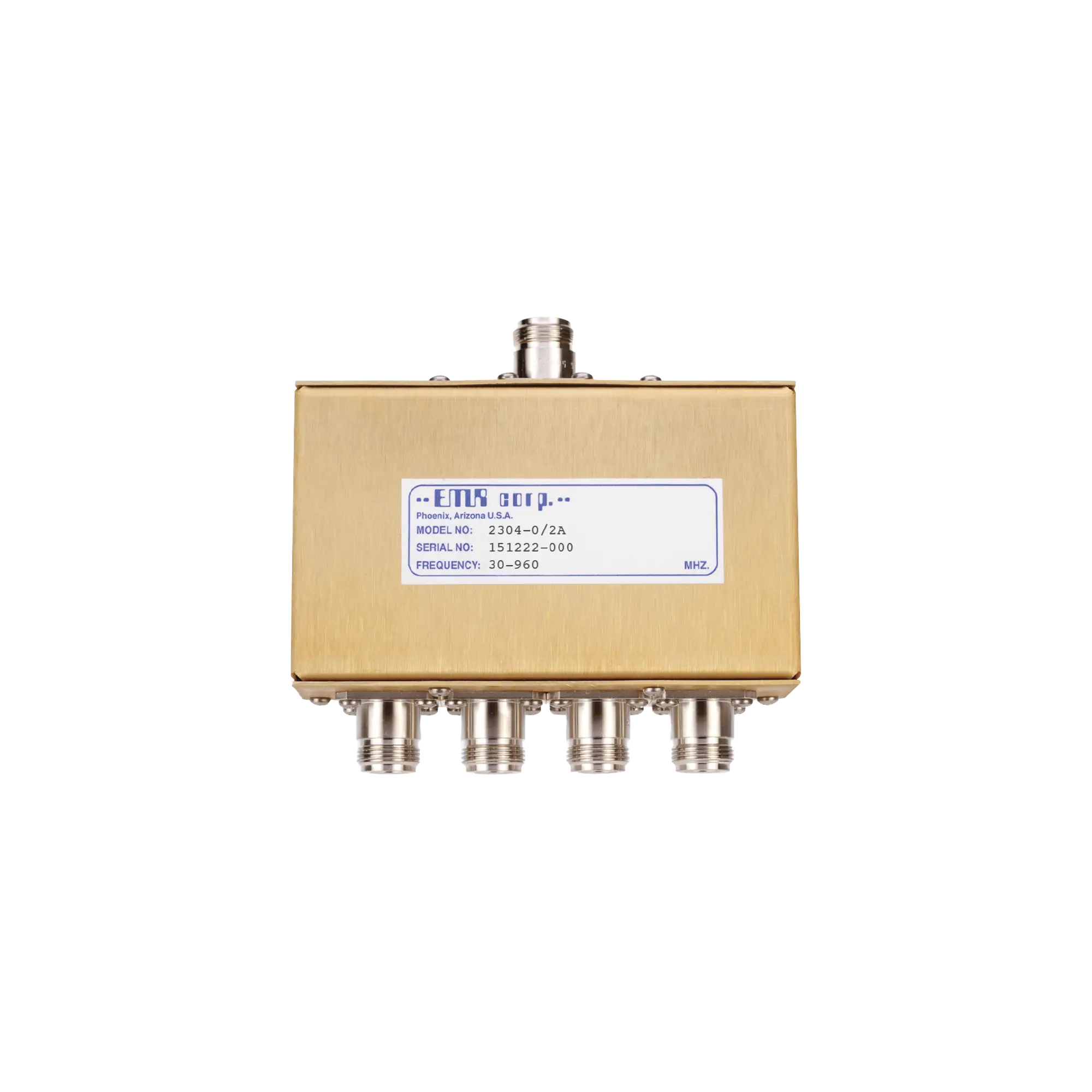 Divisor de Potencia EMR de 4 Vías, 30-960 MHz, 0.5 Watt, Conectores N Hembra.
