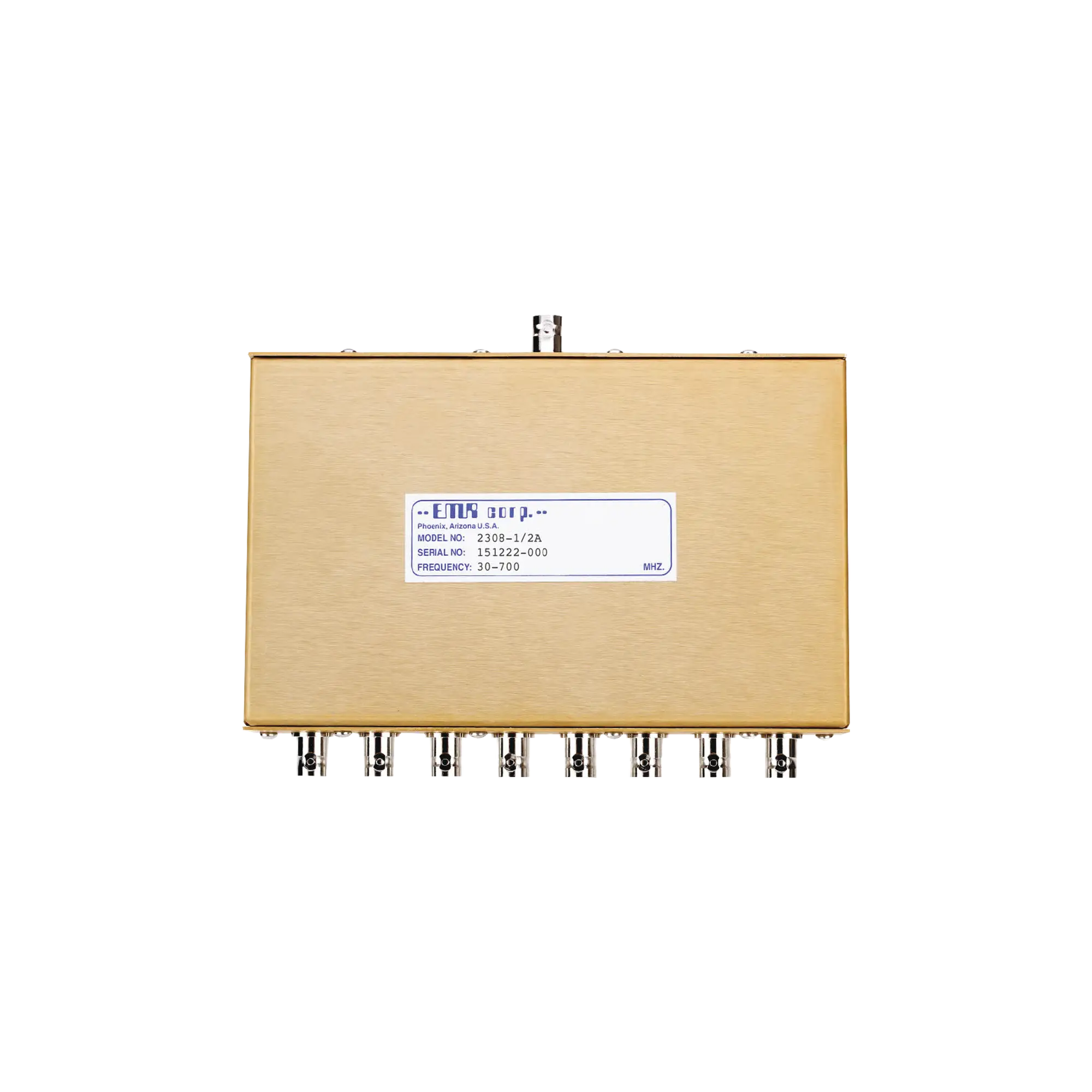 Divisor de Potencia EMR de 8 Vías, 30-700 MHz, 0.5 Watt, Conectores BNC Hembra.