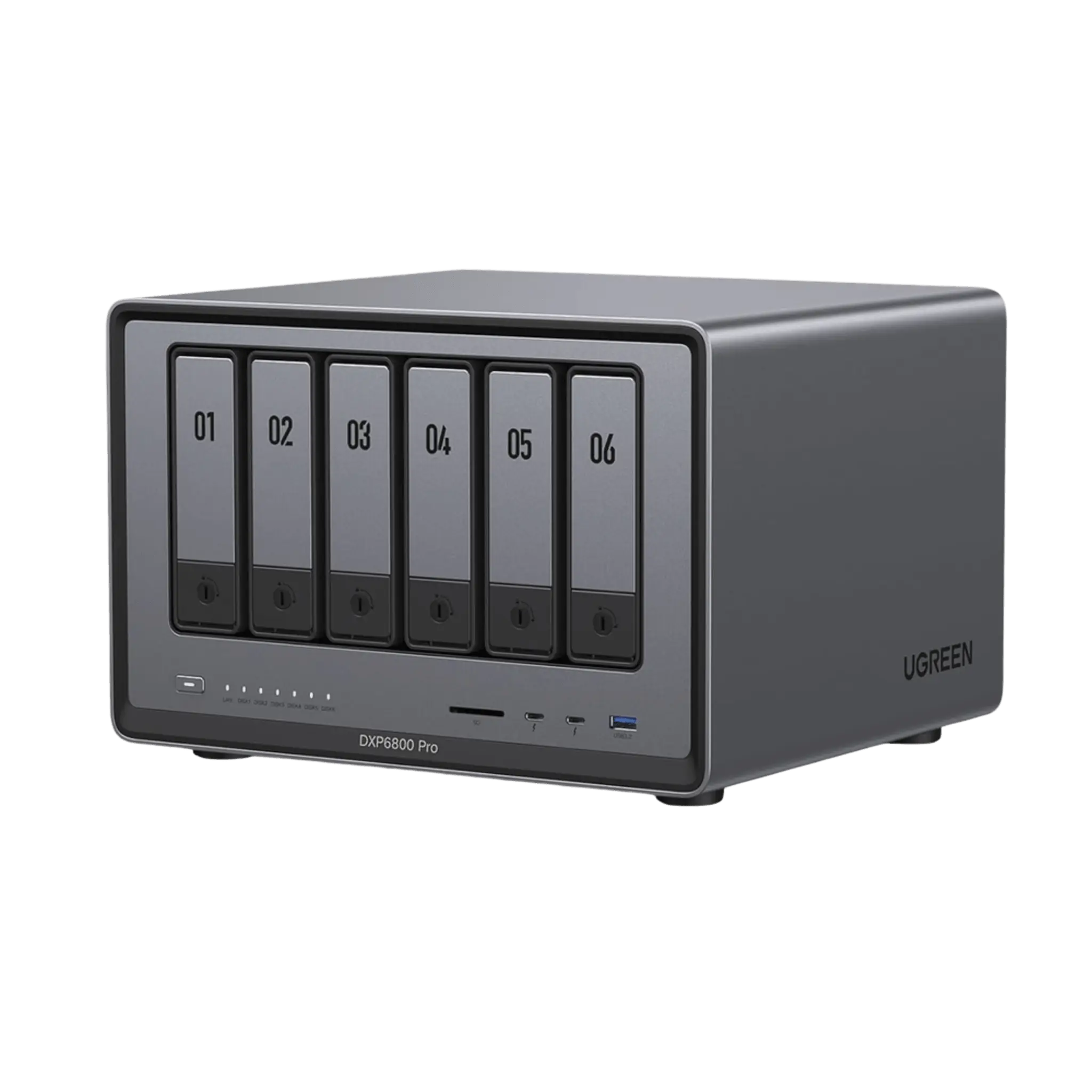 NAS UGREEN NASync DXP6800 Pro / Intel Core i5-1215U 10 Núcleos / 6 Bahías SATA + 2 M.2 NVMe / 2 Puertos Thunderbolt 4 / 2 Puertos 10GbE / 8K HDMI / PCIe 4.0 x4 / DDR5 Hasta 64GB / Compatibilidad Multiplataforma