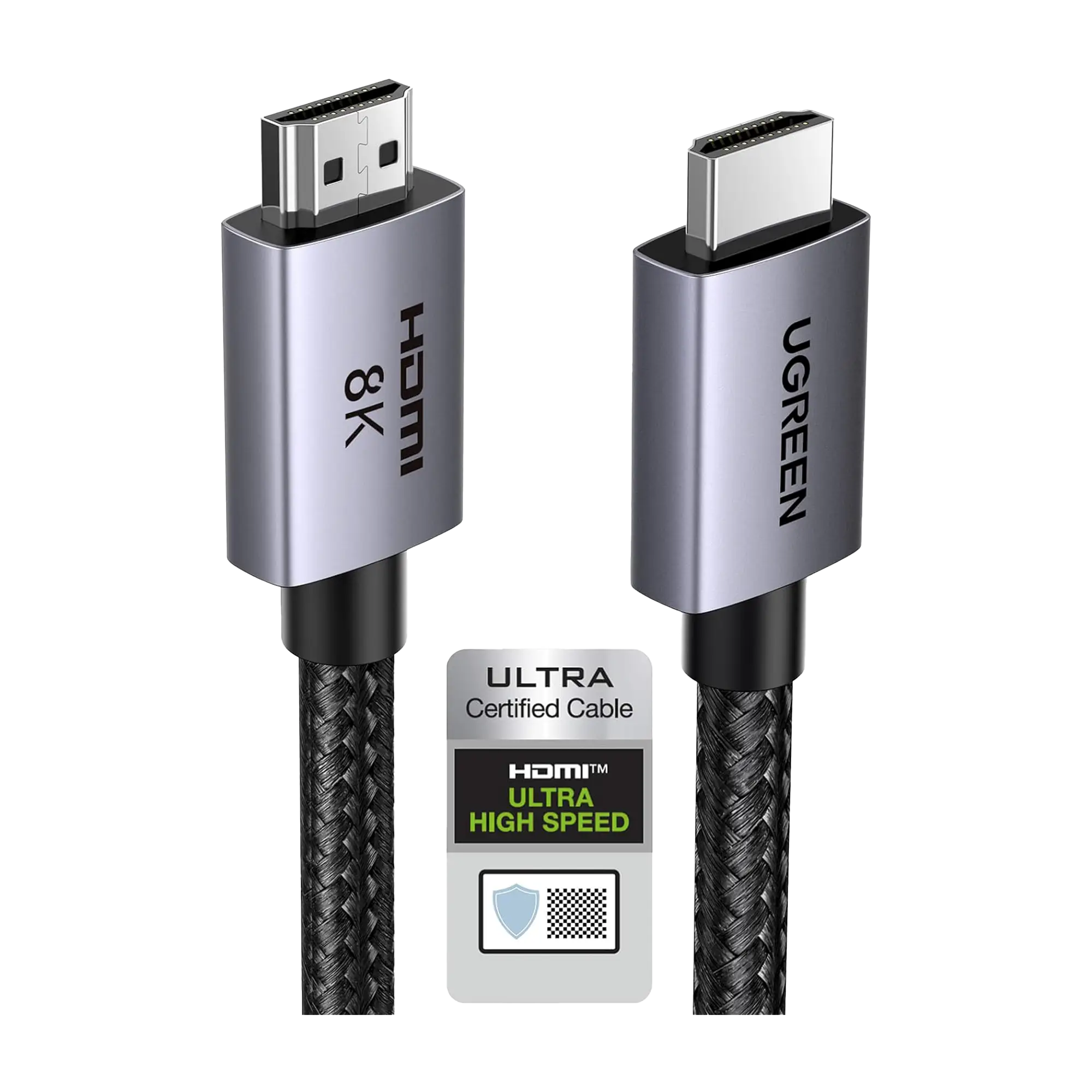 Cable HDMI 2.1 de 8K@60Hz | 3 metros | 48Gbps | HDR10+ | 3D Inversivo| eARC | Dolby ATMOS |   VVR | QMS | QFT | ALLM | 3 modos de Visualización | Certificado HDMI 8K | Niquelado | Nylon Trenzado | Carcasa de Aluminio.