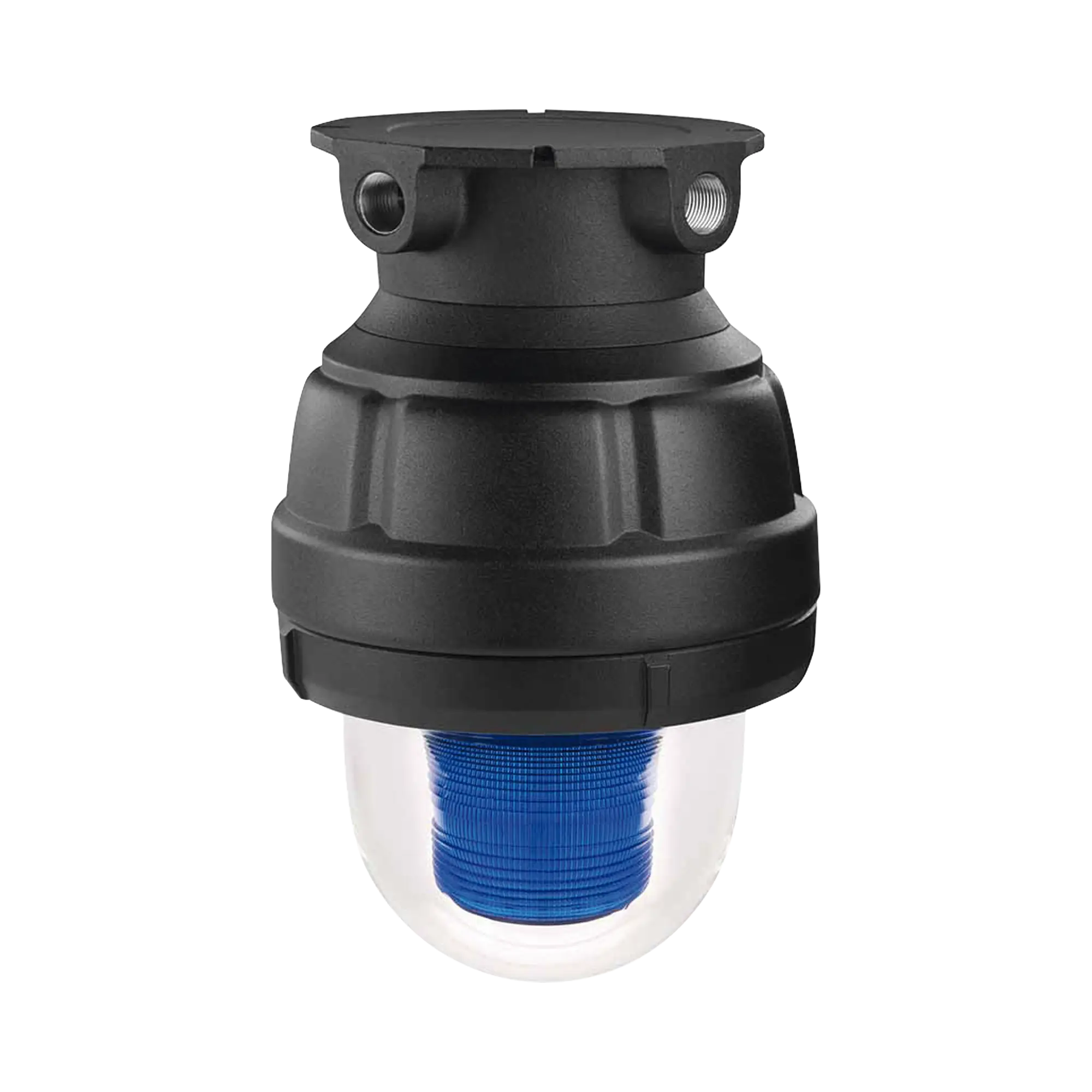 Luz estroboscopica a prueba de explosiones UL y cUL para Clase I, División 1, Grupo C y D; Clase I, División 2, Grupos A y B; Clase II, División 1, Grupos E, F y G; Clase III, 24 VCD, Color Azul, Montaje no incluido
