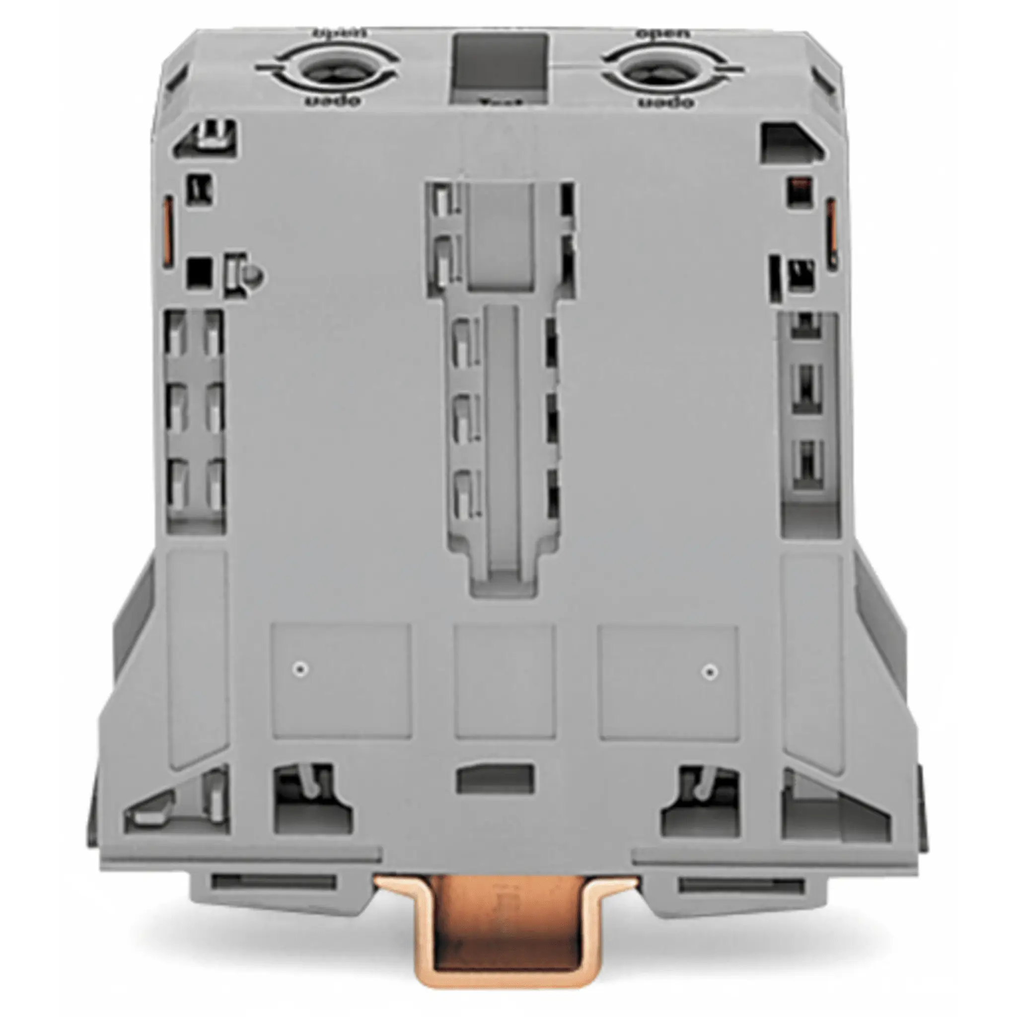 Borna de Paso para Corrientes Elevadas, 95 mm², POWER CAGE CLAMP, 2 Puntos de Conexión, 232 A, 1000 V, Montaje Carril DIN 35×15, Gris