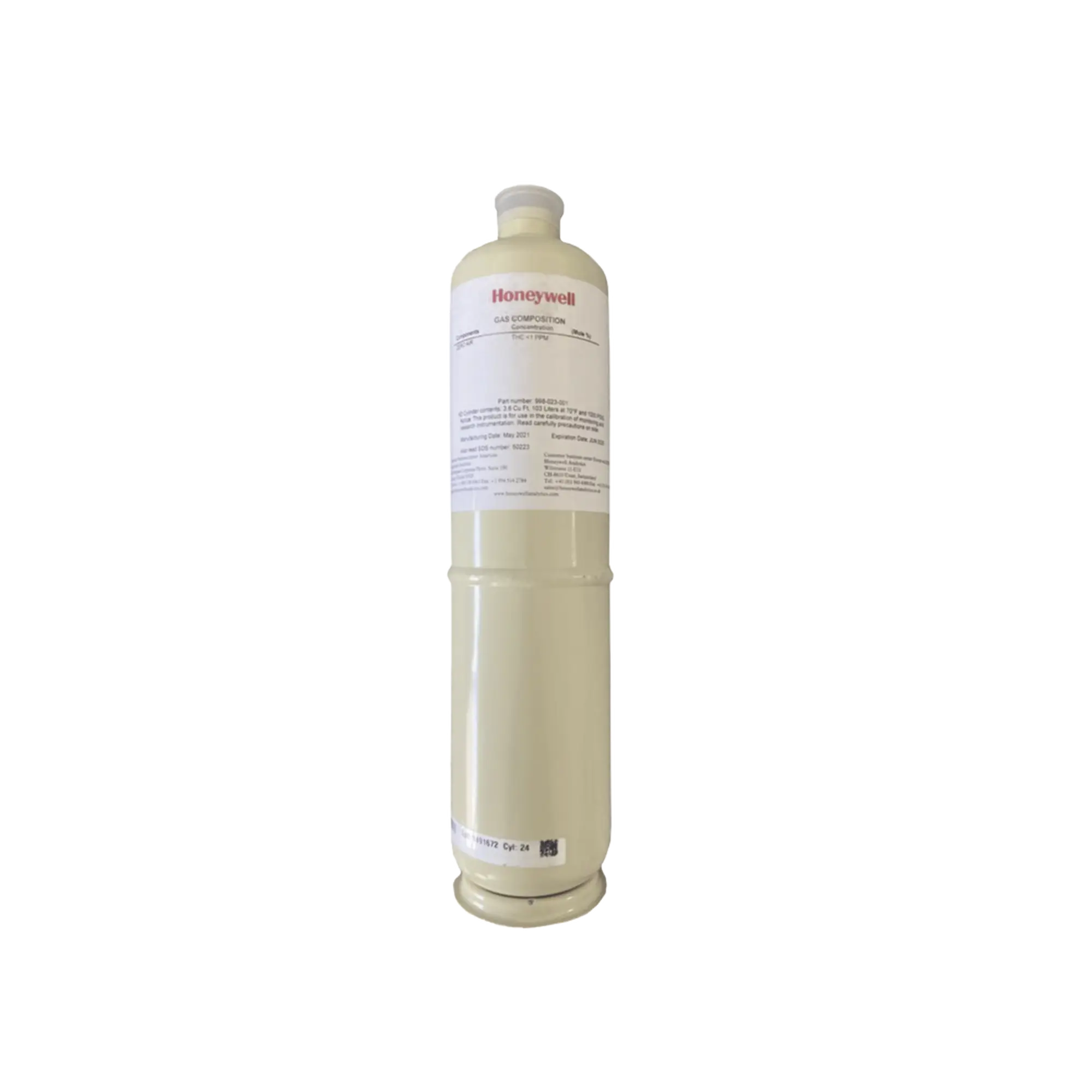 Cilindro De Calibración De Hidrogeno H2/Air, Concentración 1000 ppm, Capacidad 58 L, Dimensiones 5/8 x 18 pulg, Para Serie XNX/XCD/S3K