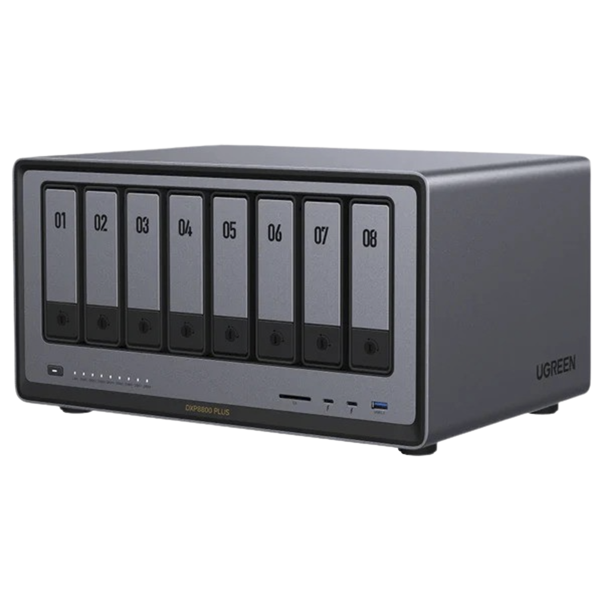 NAS UGREEN NASync DXP8800 Plus / Intel Core i5-1235U 10 Núcleos / 8 Bahías SATA + 2 M.2 NVMe / 2 Puertos 10GbE / Thunderbolt 4 / HDMI 8K / DDR5 Expandible 64GB / PCIe 4.0 x4