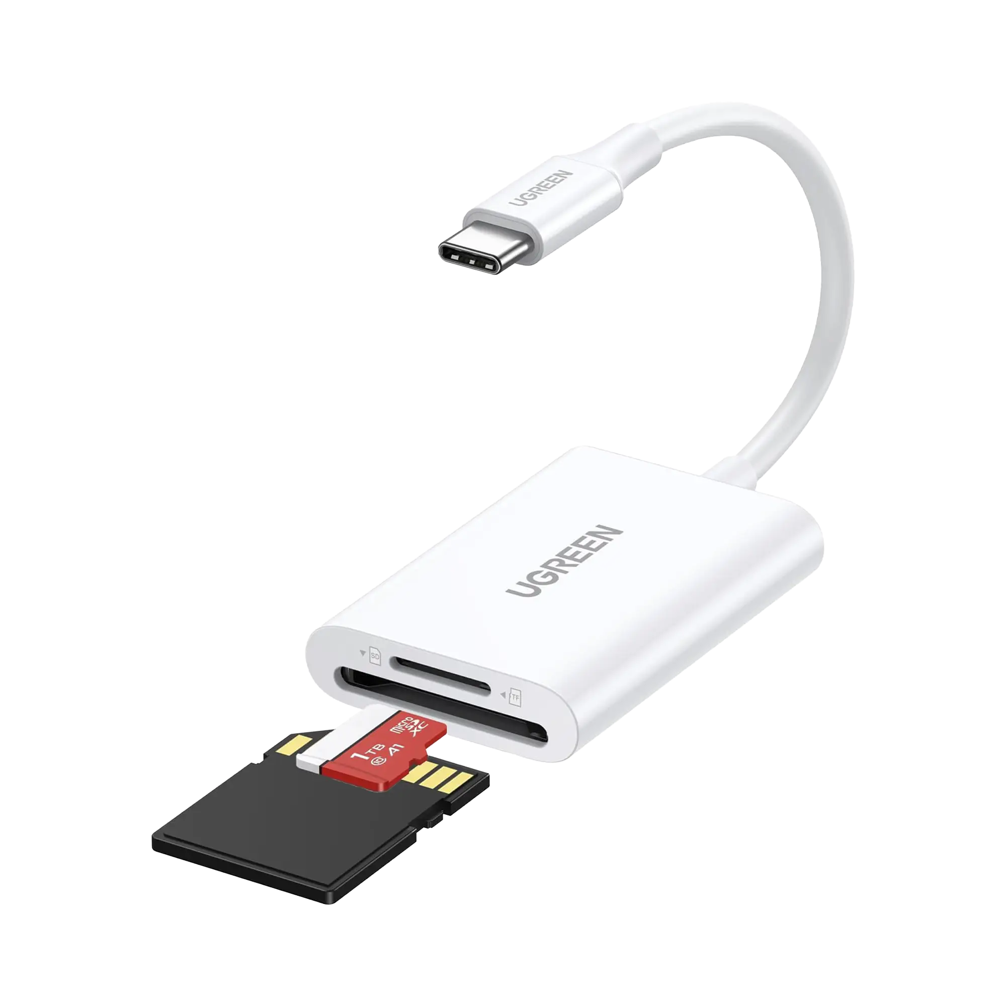 Lector de Tarjetas USB-C 3.1 | Soporta Micro-SD (TF) /SD | 5Gbps | 170 MB/s | OTG | Soporta hasta 2TB | Admite intercambio en Caliente | 2 tarjetas simultaneas | Soporta Windows/Mac OS/Linux | Color Blanco