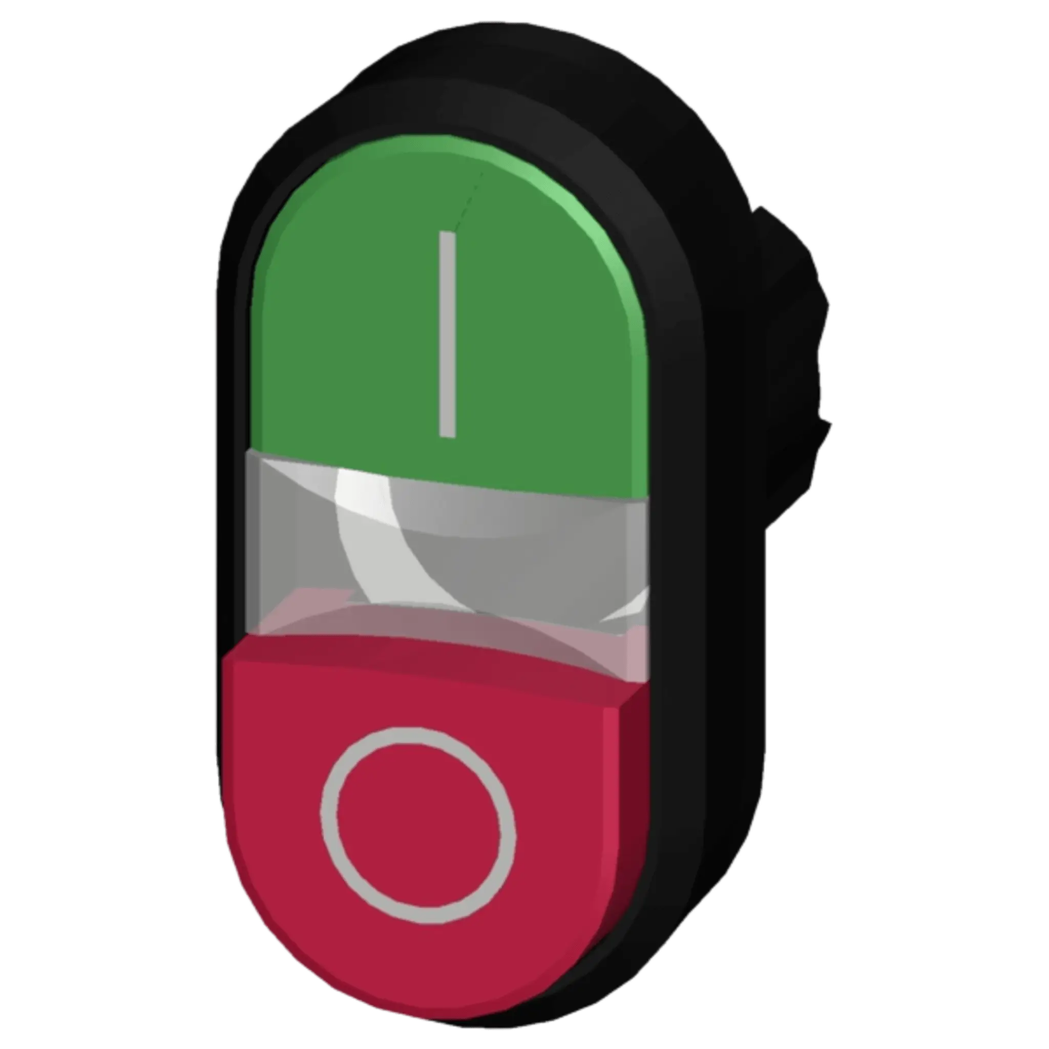 Botón doble tipo domino de plástico 3SU10003BB420AK0, son holder ni bloque de contactos, color Verde/Rojo