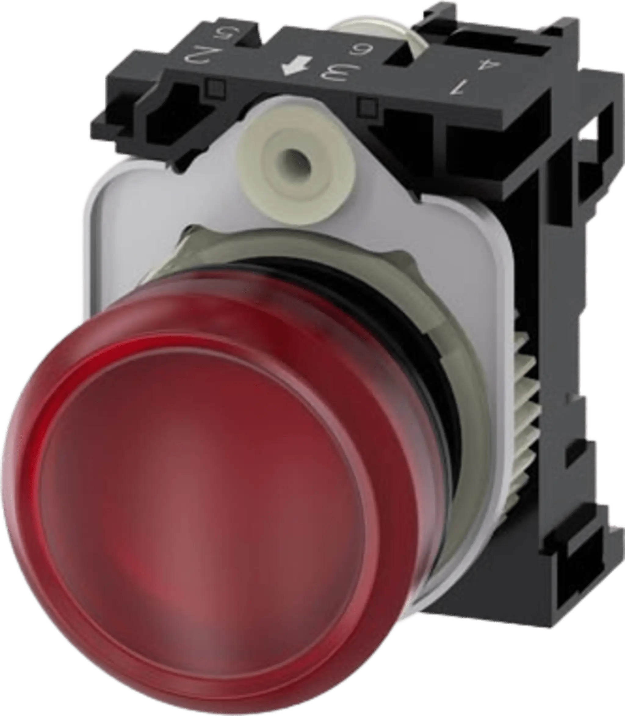 Lampara de señalización plástica con led color Roja, 24Vca-Vcd