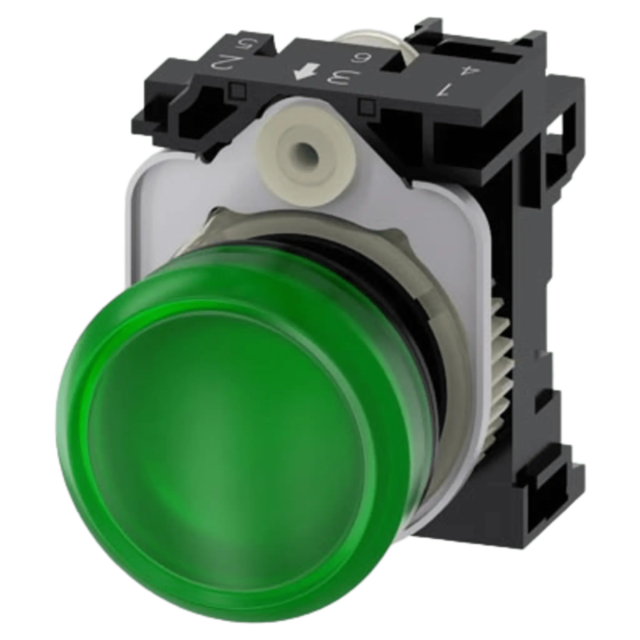 Lampara de señalización plástica con led color Verde, 24Vca-Vcd