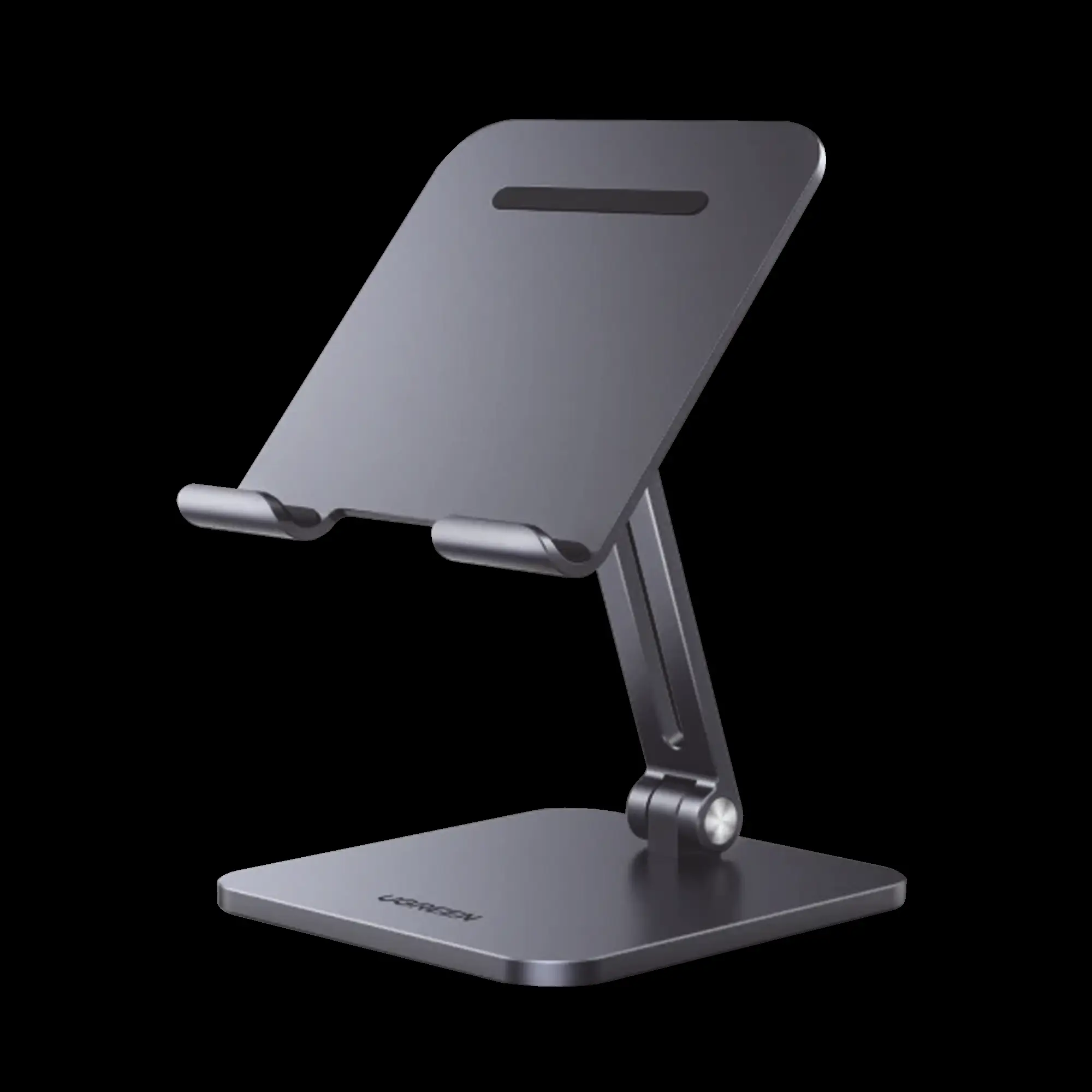 Soporte de Aluminio para IPad & Tablet | Plegable |Angulo Ajustable de 180° y 270° | Base Antideslizante | Protección de Silicona | Amplia Compatibilidad con dispositivos de 7.9» a 12.9» | Aluminio Solido | Color Gris