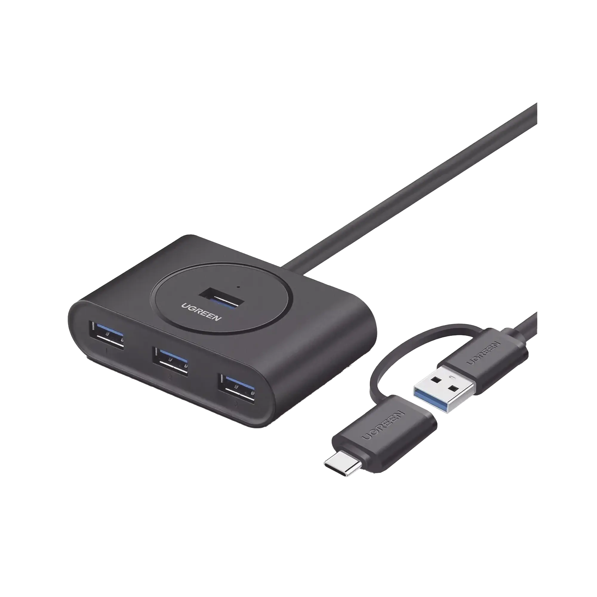 HUB USB-A y C 3.0 4 en 1 | Con Conector USB-C y USB-A | 4 Puertos USB-A 3.0 (5Gbps) | Cable de 25cm | Indicador Led | Ideal para Transferencia de Datos | Entrada Micro USB para alimentar equipos de mayor consumo.