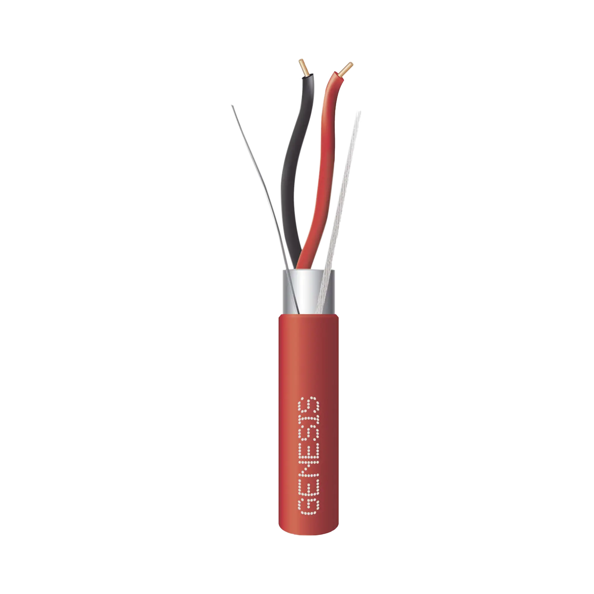 Bobina de 152 Metros de Alambre / 2 x 18 AWG / Riser / BLINDADO / Tipo FPLR / Color Rojo / Para Aplicaciones en Sistemas de Detección de Incendio y Sistemas de Evacuación