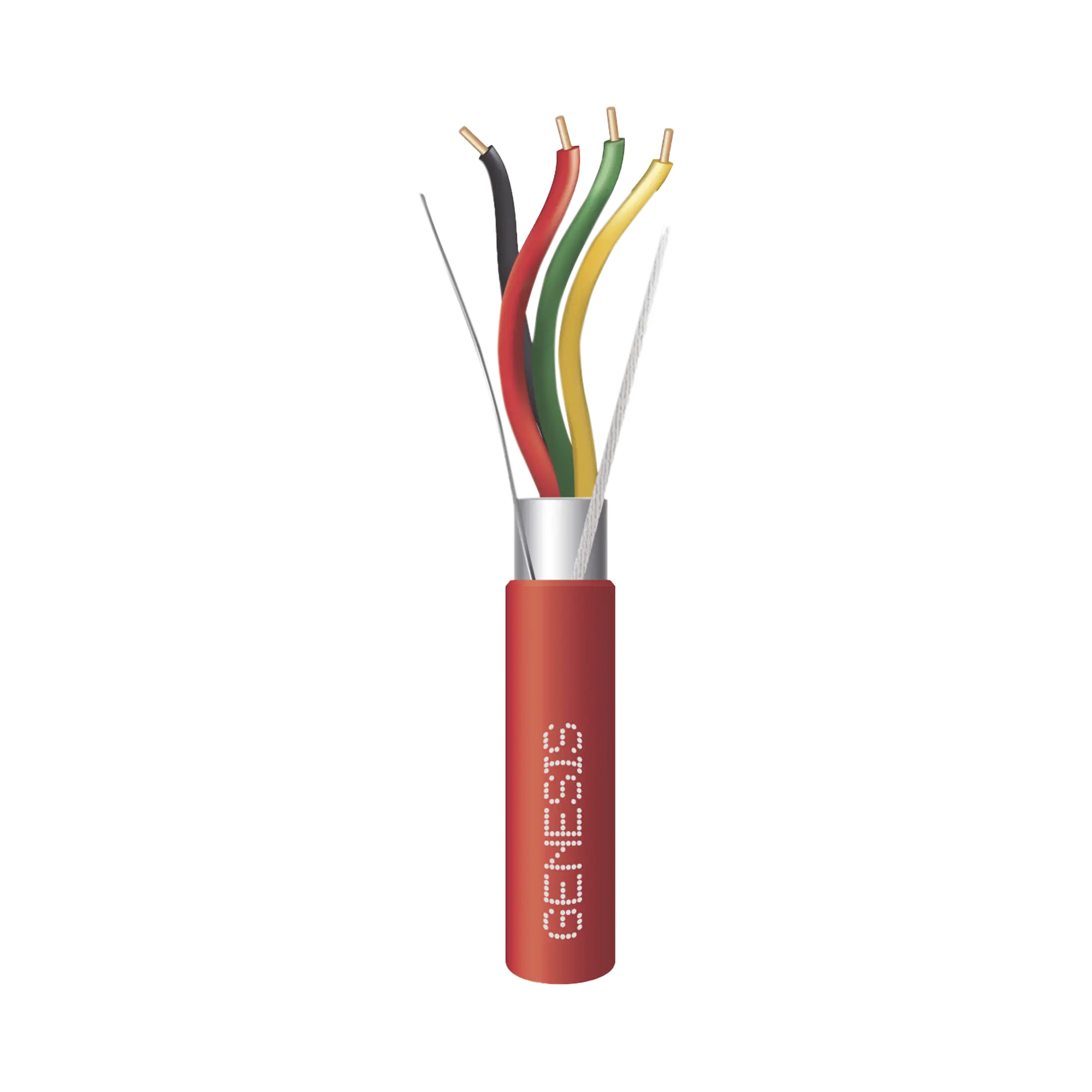 Bobina de 152 Metros de Alambre / 4 x 18 AWG / Riser / BLINDADO / Tipo FPLR / Color Rojo / Para Aplicaciones en Sistemas de Detección de Incendio y Sistemas de Evacuación