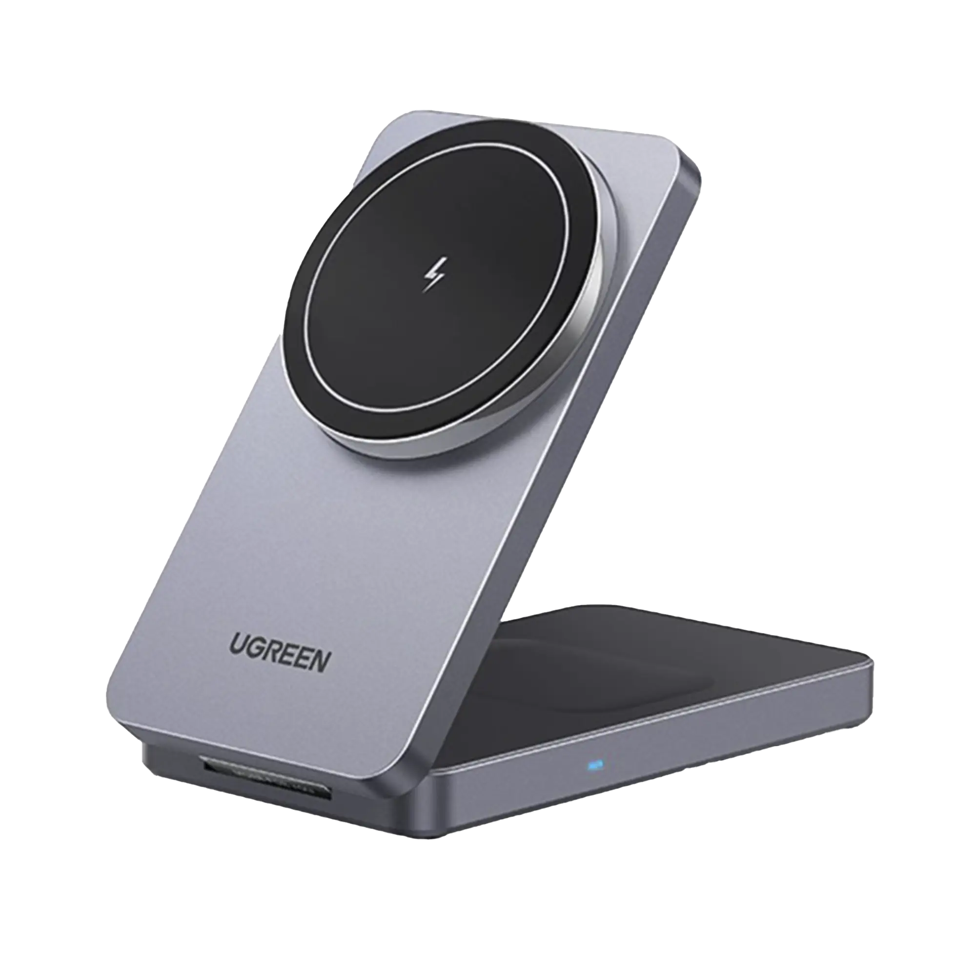 Cargador Inalámbrico 2 en 1 20W / Tecnología Qi2 15W Certificada / Carga Simultánea iPhone y AirPods / Ángulo Ajustable 70° / Diseño Plegable y Portátil / Compatibilidad Universal