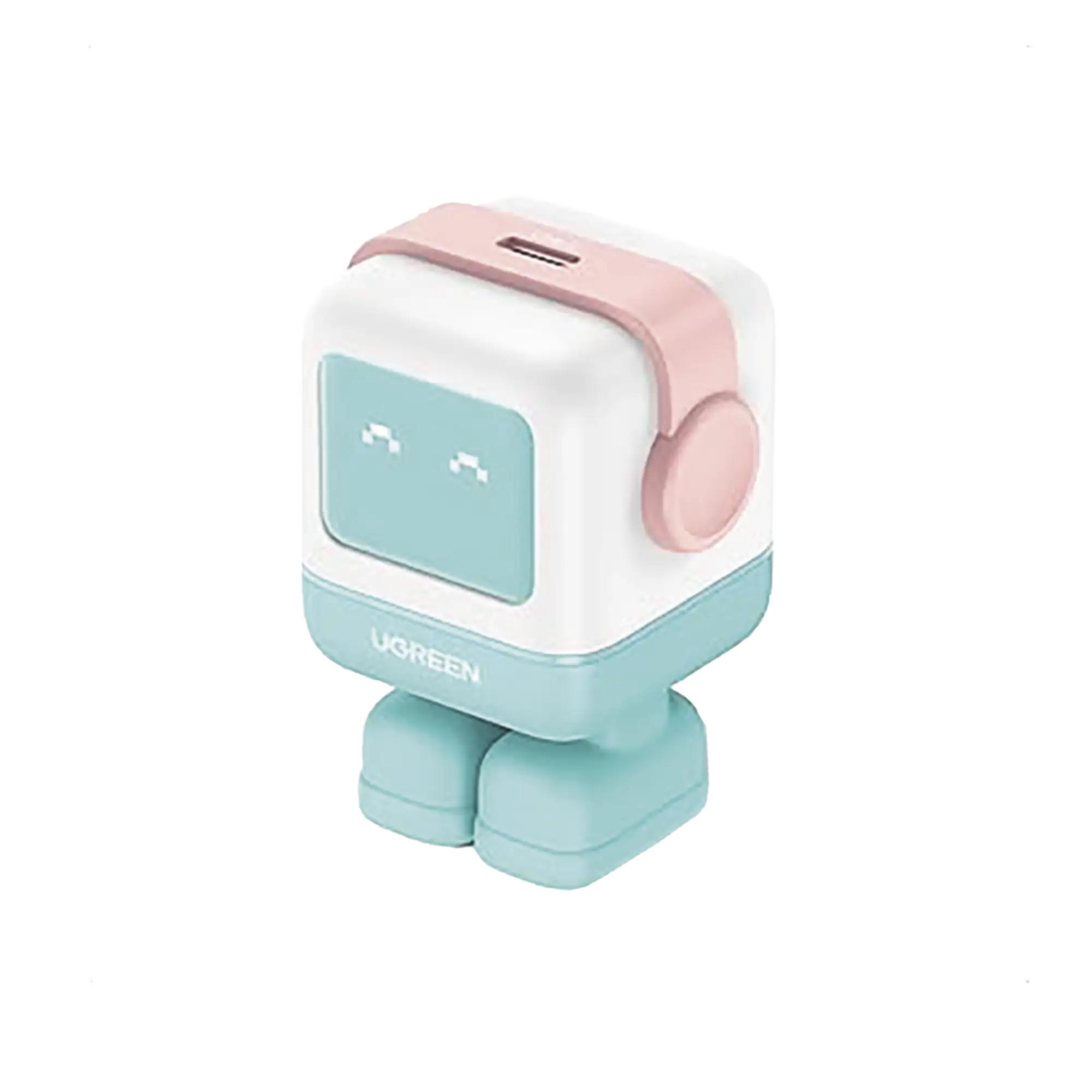 Cargador Mini GaNRobot 30W serie UNO | 1 USB-C de Carga Rápida | Tecnología GaN II | Multiprotocolo PD/QC/SCP/FCA | Carga Inteligente | Pantalla LED | Zapato Magnético Extraíble | Thermal Guard | Color Pink-Blue