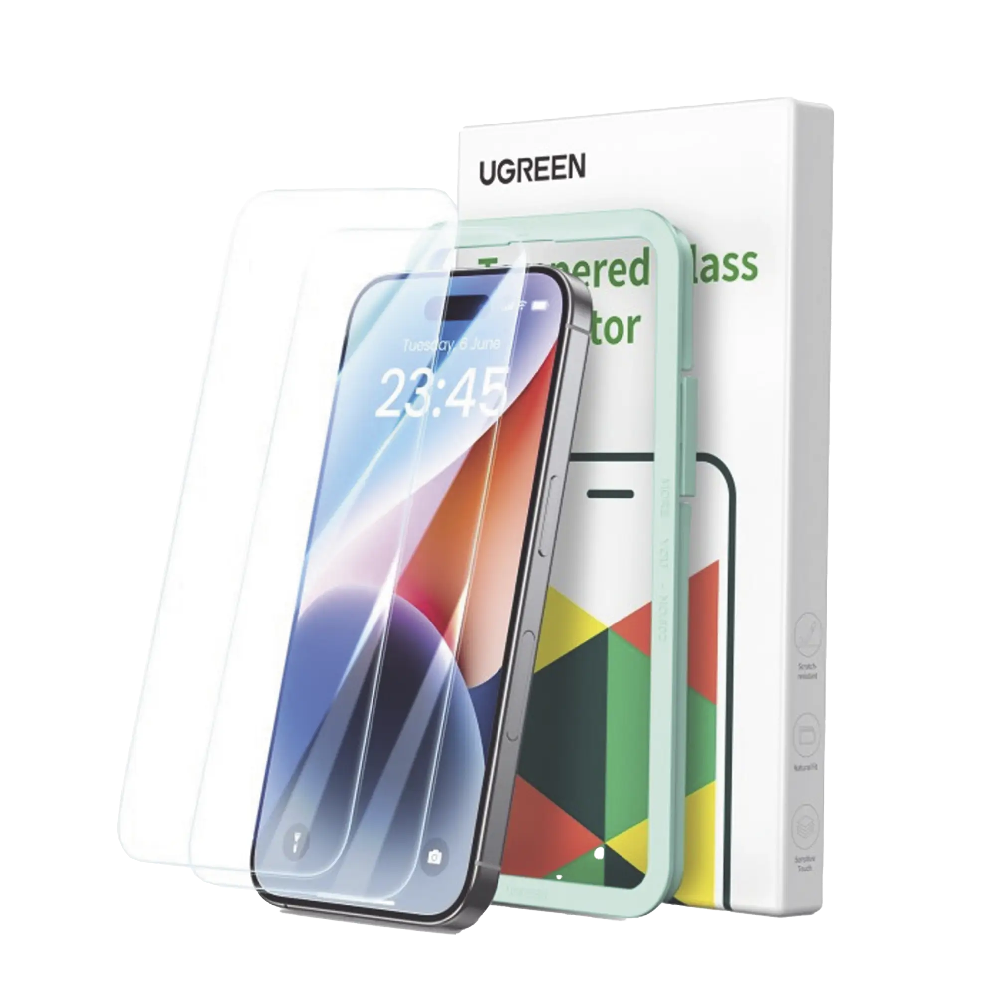 Protector de pantalla UGREEN HD con marco de instalación para iPhone 16 Pro Max (paquete de 2)