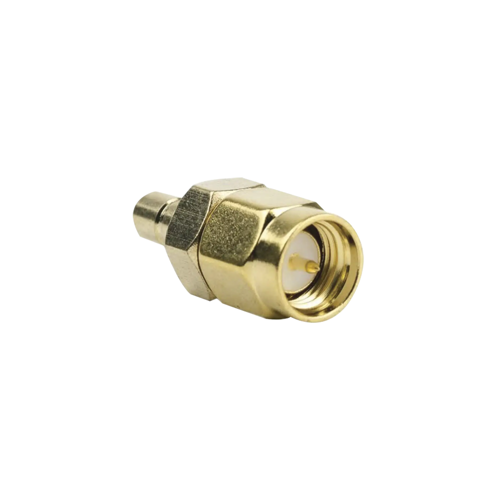 Adaptador Coaxial en Línea, de Conector SMA Macho a SMB Hembra, Oro/ Oro/ Teflón.