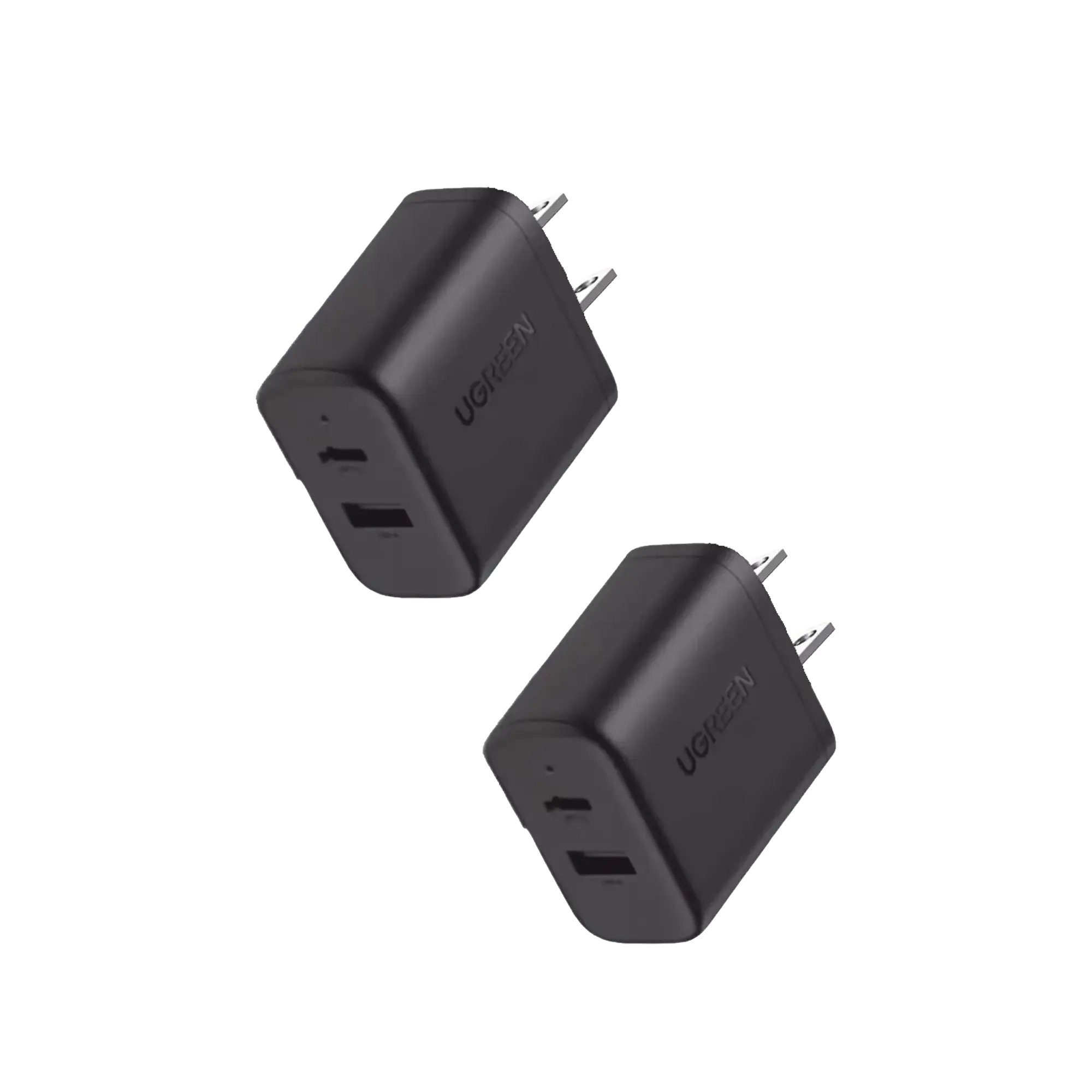 Cargador rápido de 20 W y 2 puertos, paquete de 2, negro, EE. UU.