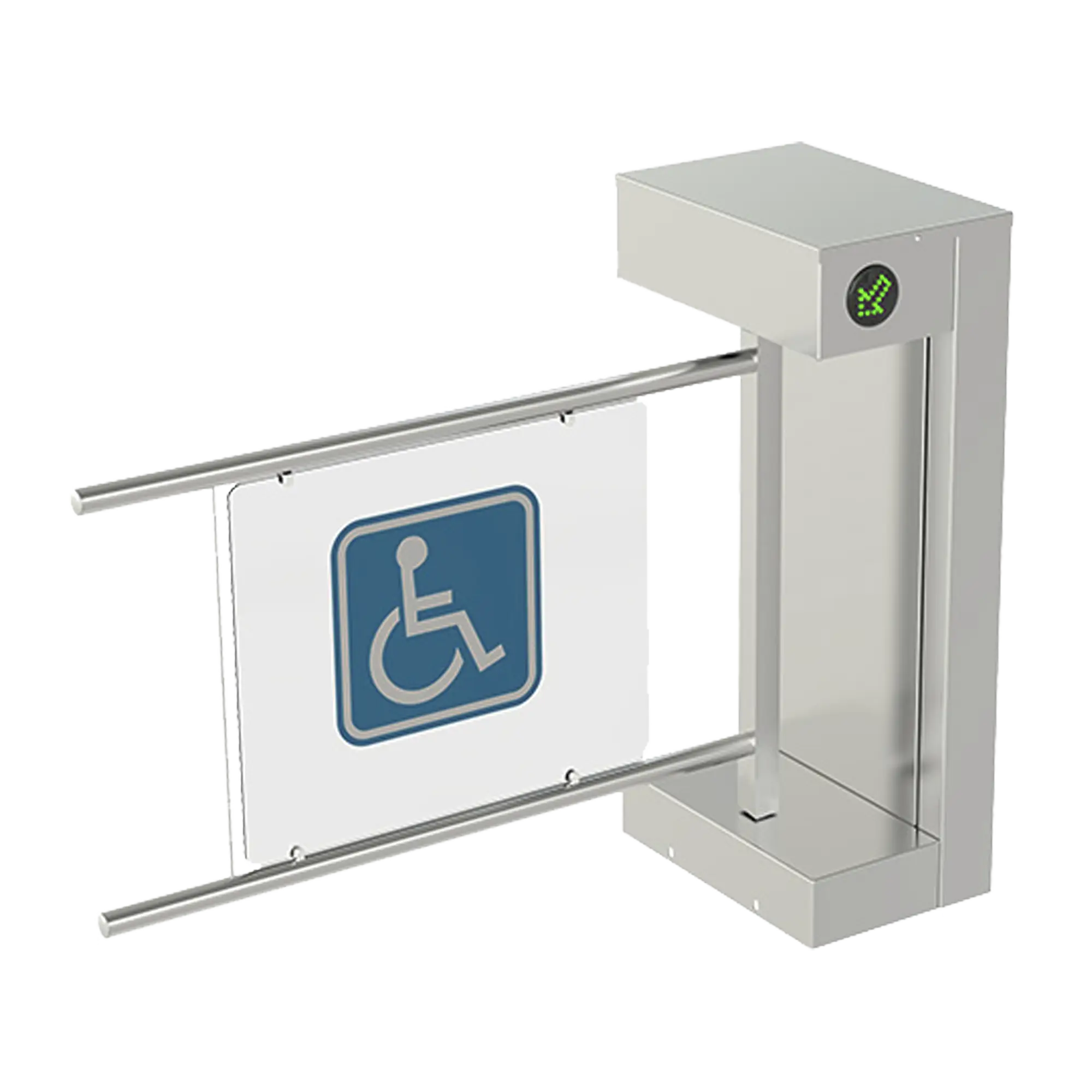 Torniquete De Cortesía Motorizado / Acabado En Acero Inoxidable Con Hoja de Acrílico / Bidireccional / Compatible con Cualquier Control De Acceso de Contacto Seco
