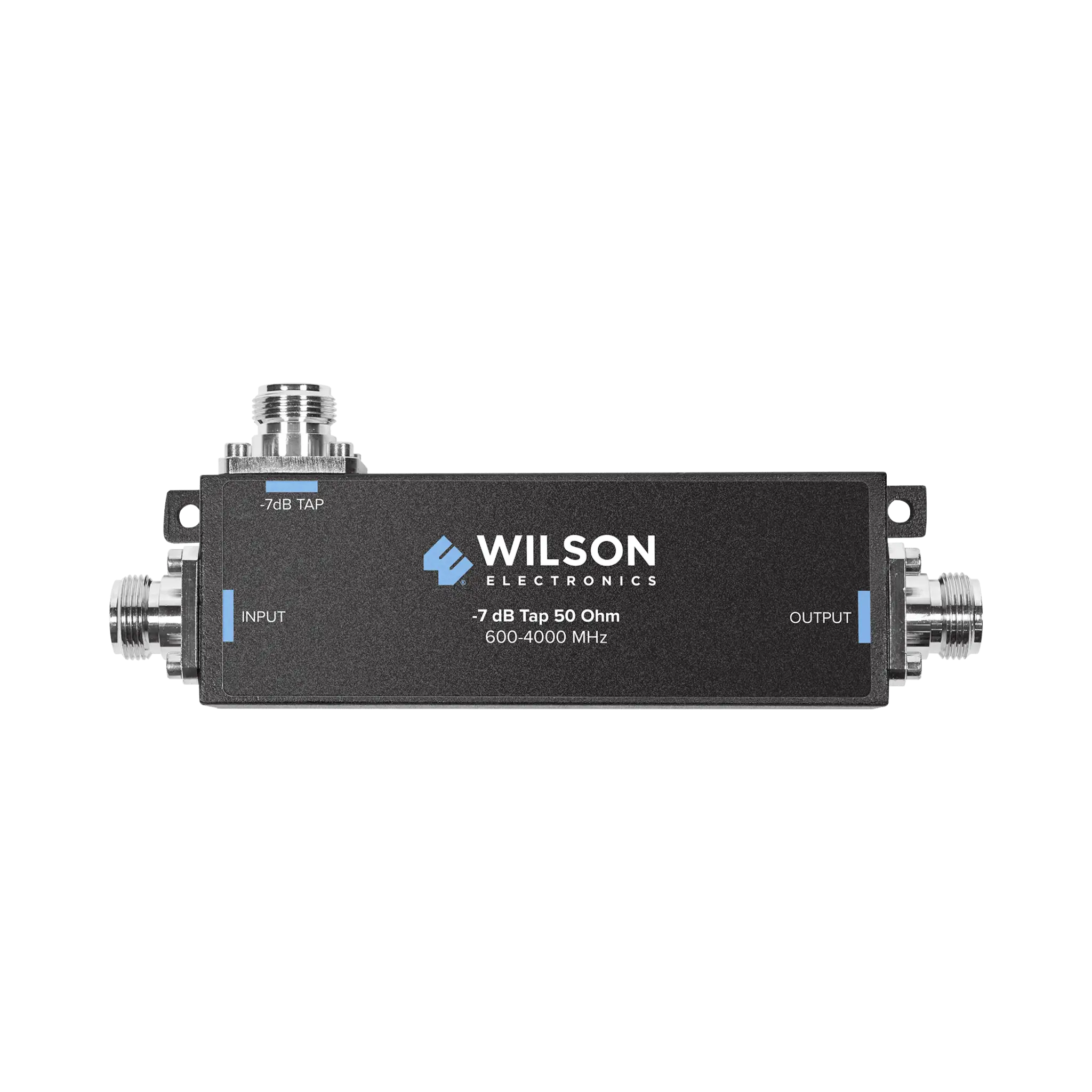 Separador TAP -7 dB con rango de frecuencia de 575 a 6000 MHz. Ideal para separar la antenas a diferentes longitudes de cable coaxial. 50 Ohm con conectores N Hembra.