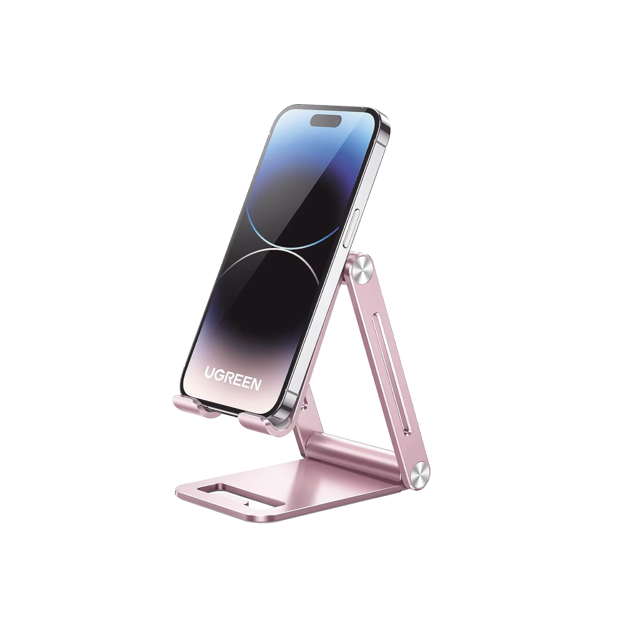 Soporte para Teléfono Celular de Aluminio / Angulo Ajustable / Amplia Compatibilidad con dispositivos de 4.7» a 7.9» / Antideslizante / Antiarañazos / Plegable / Color Rosa