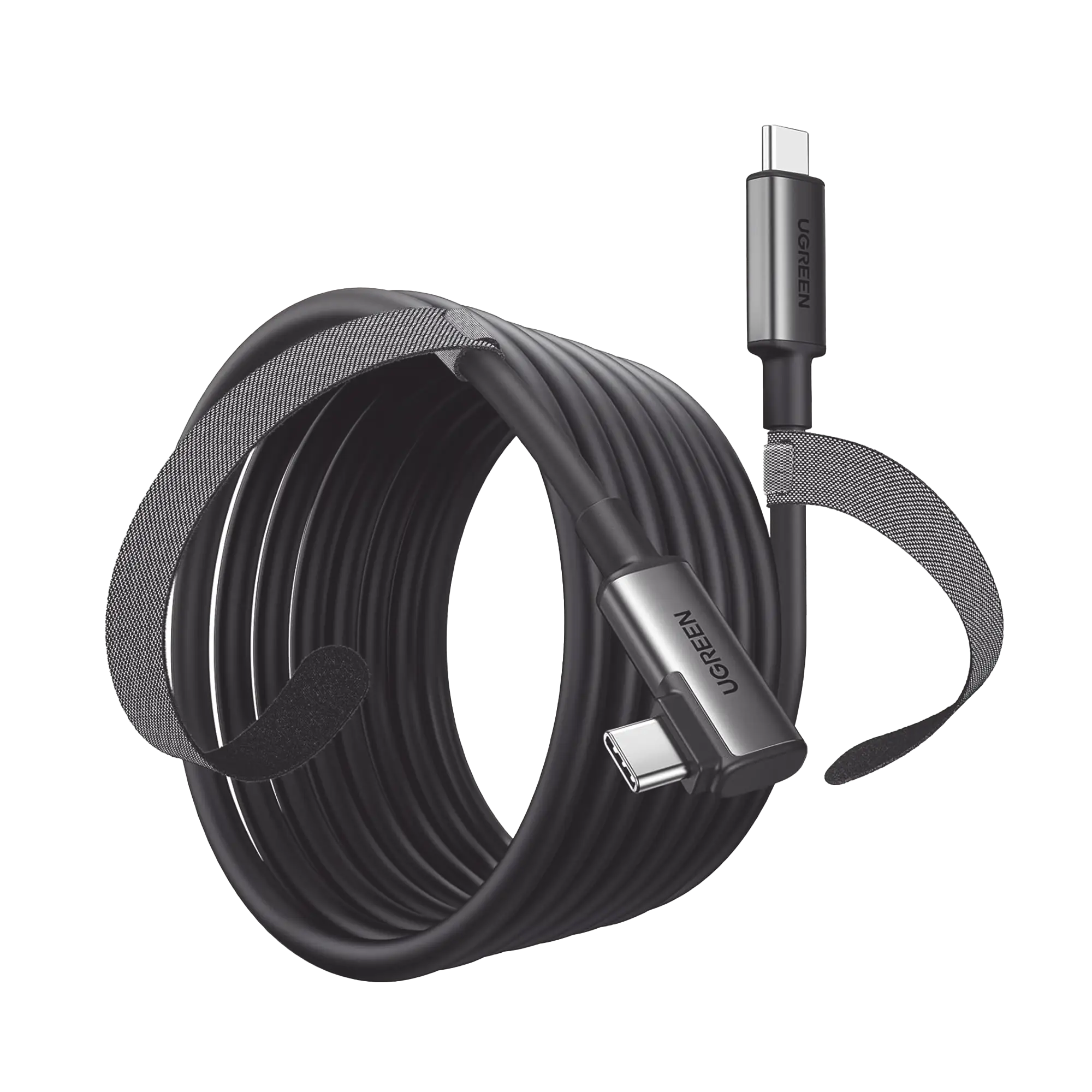 Cable USB-C a USB-C (Cable Link) | 5 metros (16 pies) | Transferencia de Alta Velocidad | Carga Rápida | Un Extremo Angulado | Caja de Aluminio | Nylon Trenzado.