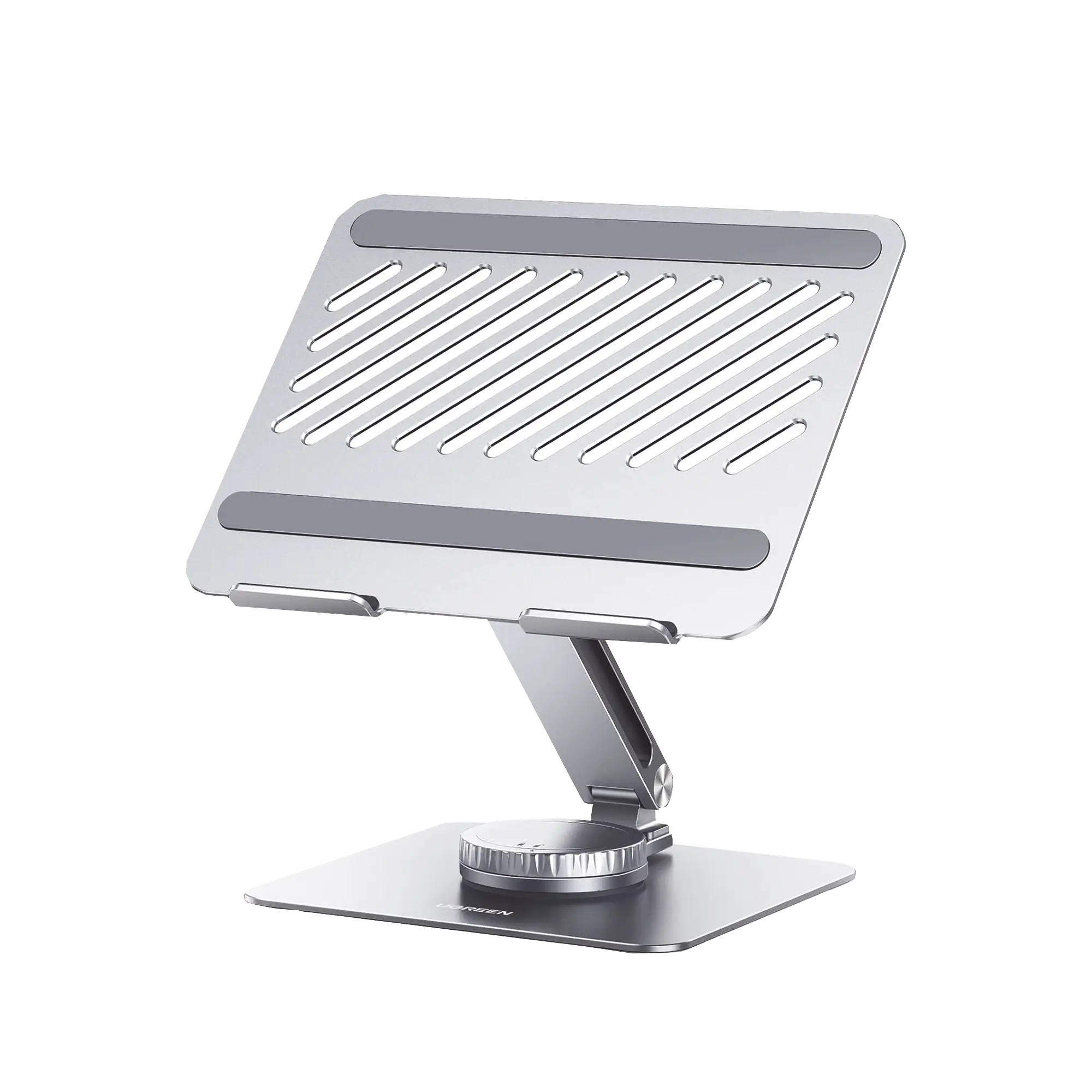 Soporte Giratorio de Aluminio para Laptop | Giratorio 360° | Función de Bloqueo | Soporta Laptops de 10 a 17.3»| Capacidad de Carga 5Kg | Excelente Estabilidad | Diseño Ergonómico | Altura y Angulo Ajustable | Plegable y Port&