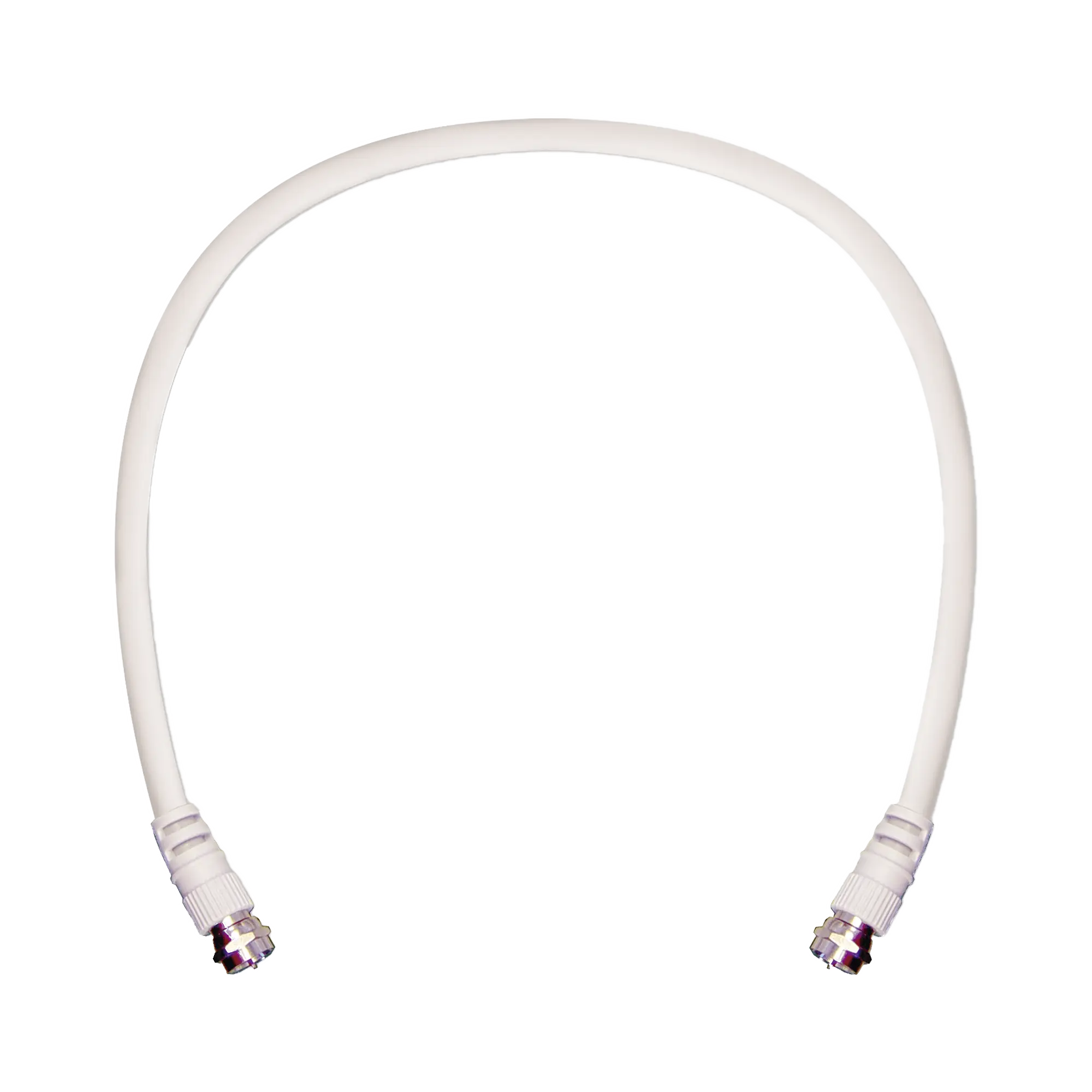 Jumper Coaxial con Cable Tipo RG-6 en Color Blanco de 60.96 centĂmetros de Longitud y Conectores F Macho en Ambos Extremos. 75 Ohm de Impedancia.