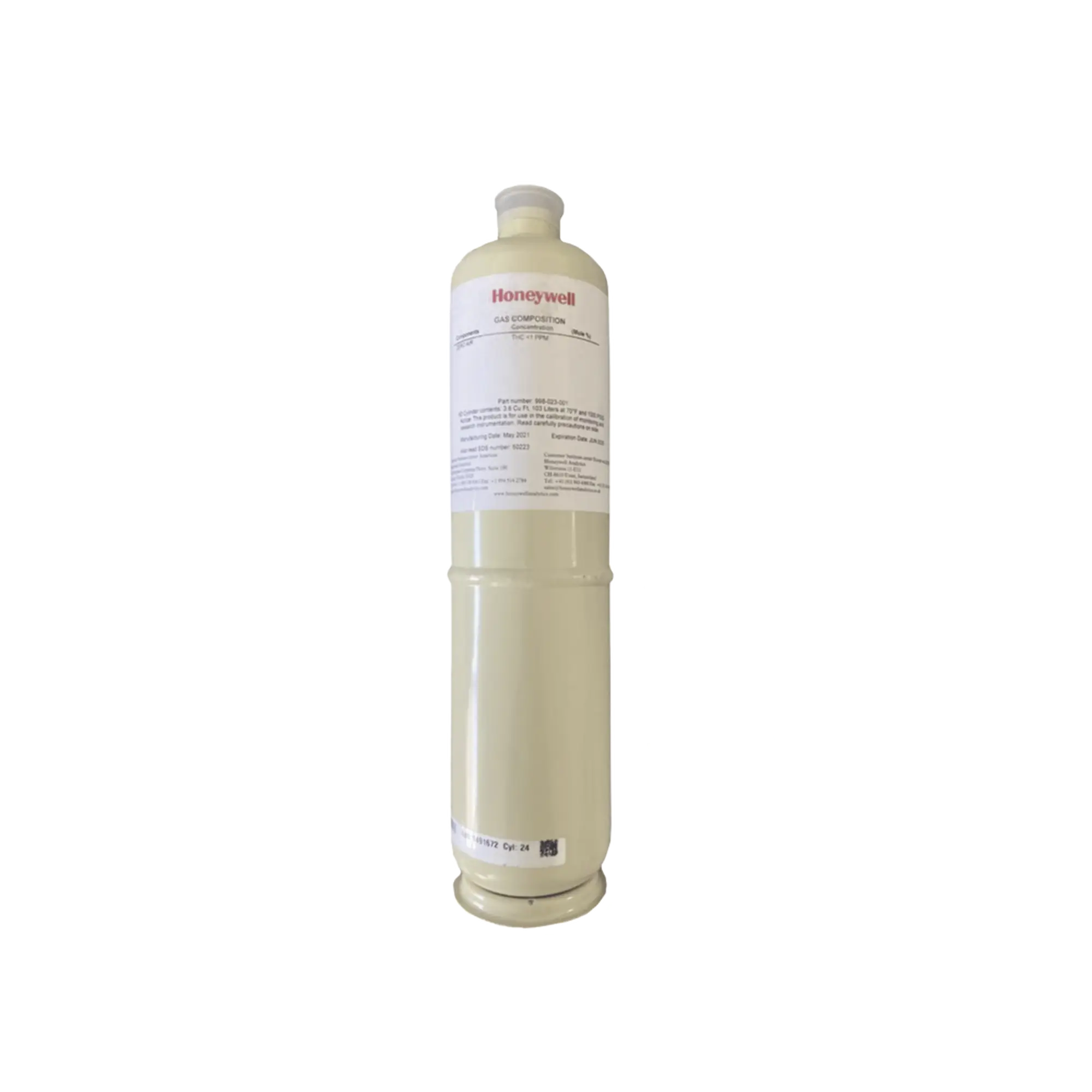 Cilindro Para Calibración De Hidrogeno H2/Air, Balance Aire, Concentración 50% LEL, Capacidad 103 L, Dimensiones 5/8″ x 18″ Para Serie XNX/XCD/S3K Gases Combustibles