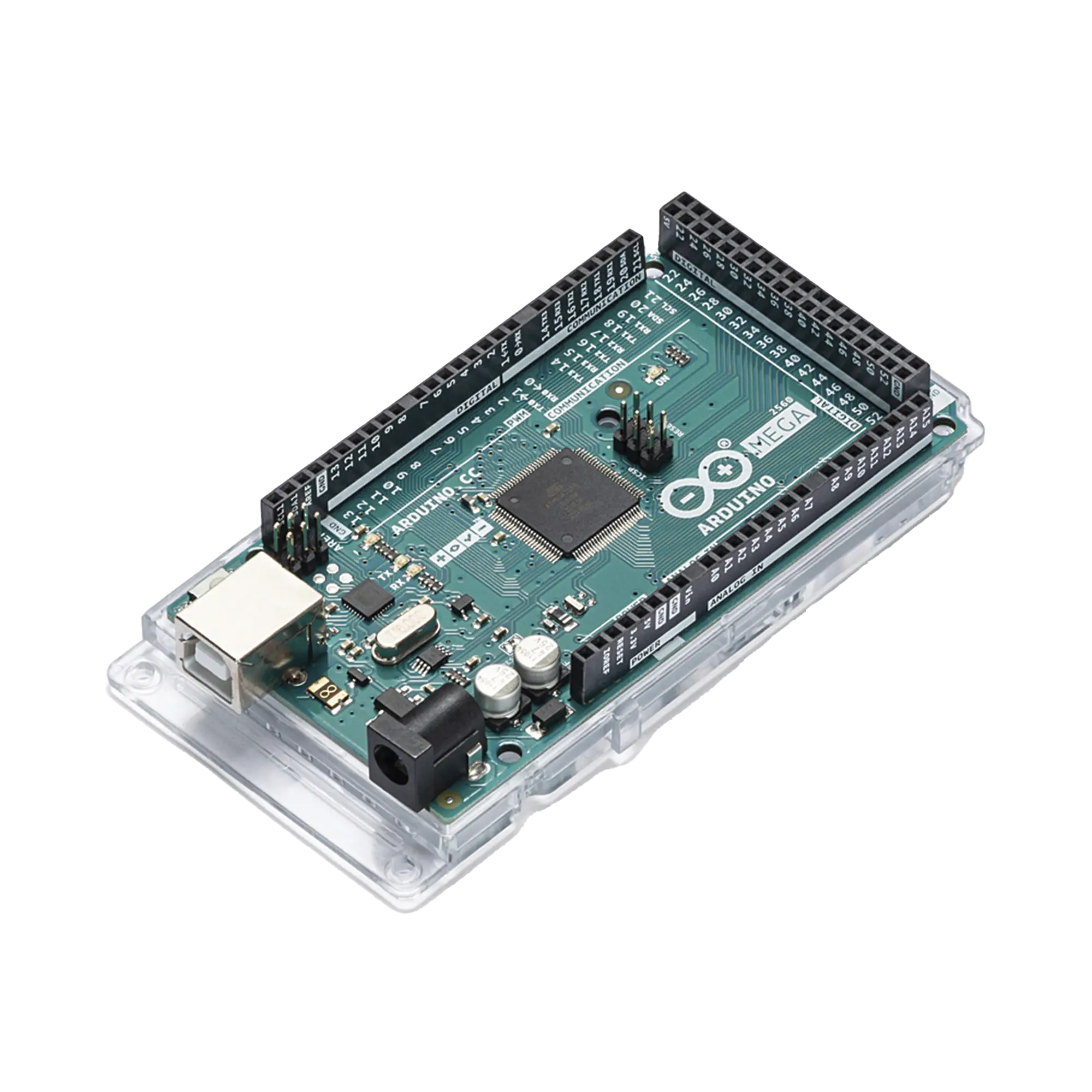 Placa de Desarrollo Arduino Mega 2560 Rev3 / Microcontrolador ATmega2560 16 MHz / 54 Pines Digitales / 16 Entradas Analógicas / 4 UART Hardware / 256KB Flash / USB Programación / Compatibilidad Shields