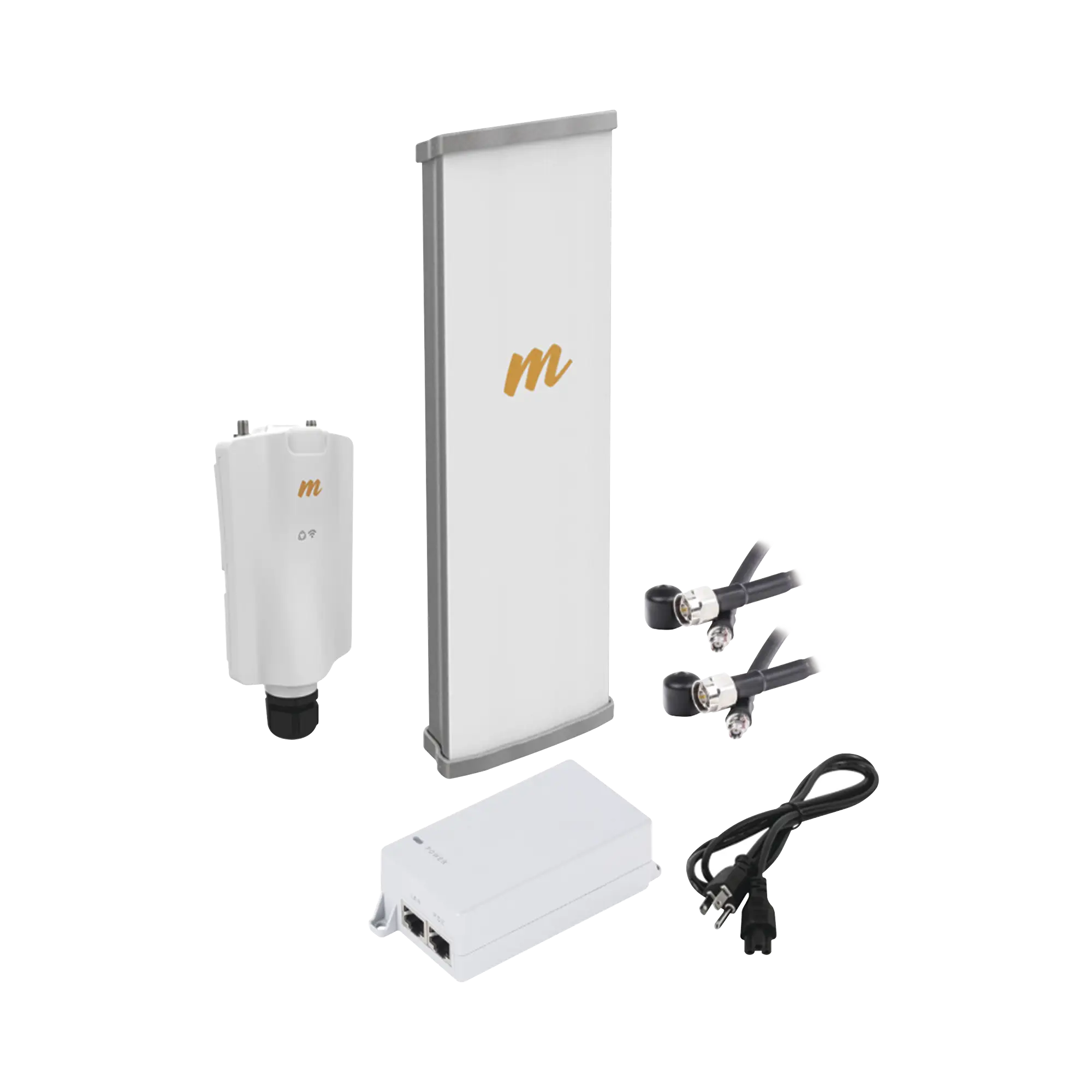 Kit de radio A5x con antena N545X4, 4.9 a 6.4 GHz, 700 Mbps, hasta 64 usuarios concurrentes, Monitoreo a travez de la nube, incluye jumper, PoE24V, cable de alimentaci贸n y montaje