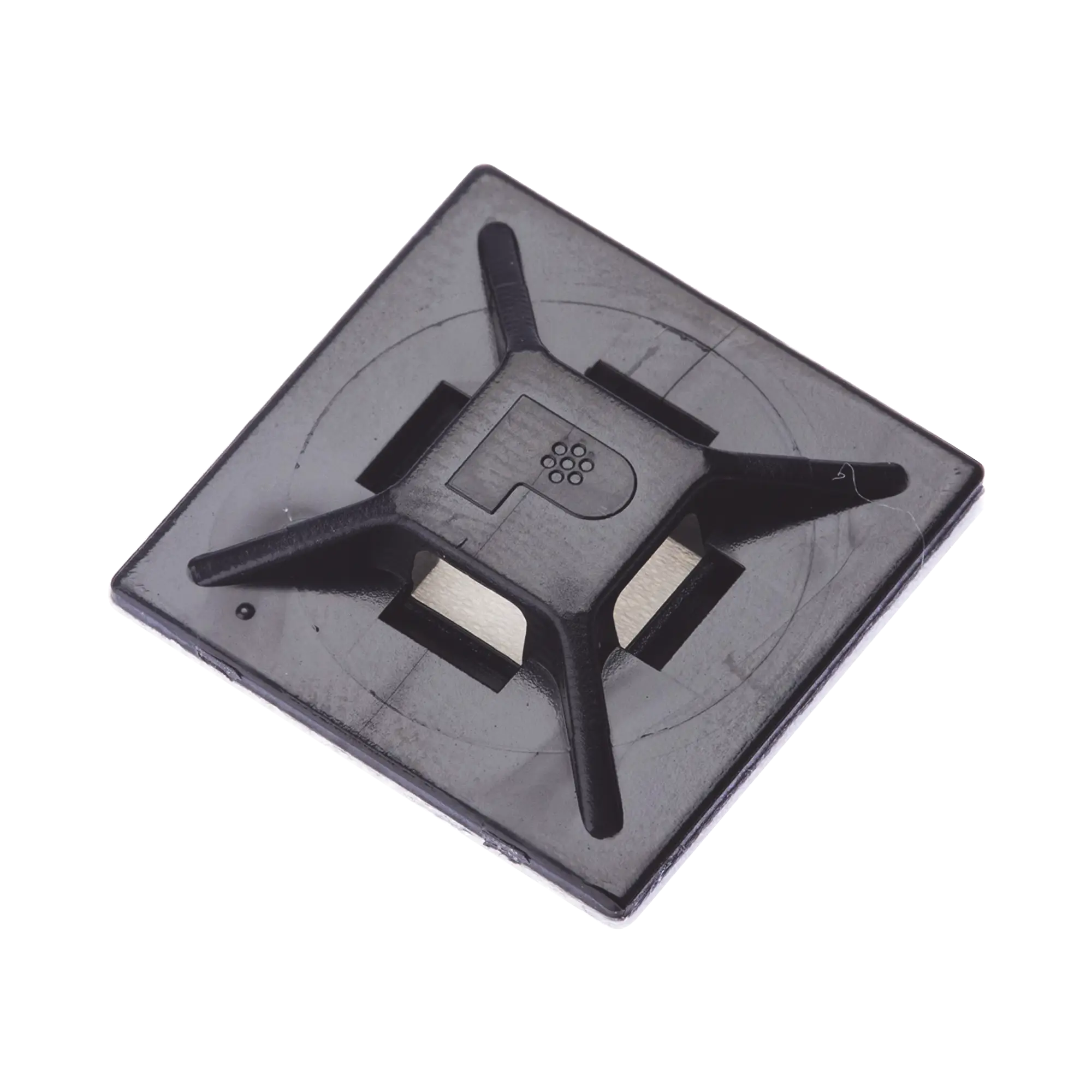 Montaje-Sujetador Para Cable de 4 vías, con Adhesivo Acrilico, 25.4 x 25.4mm (1in x 1in), Color Negro, Uso en Exterior, 1 pieza
