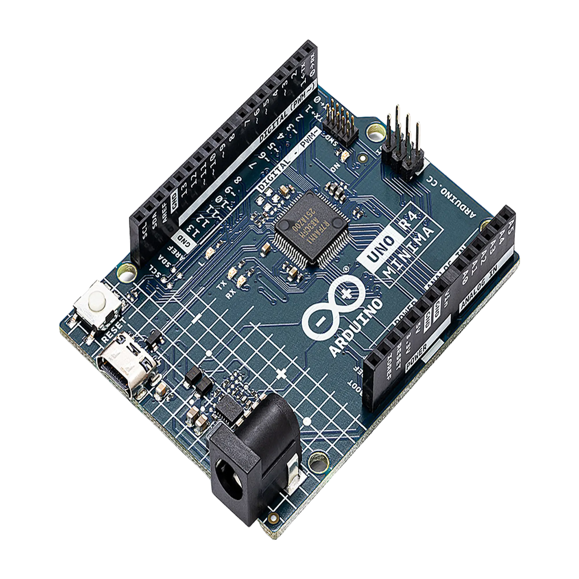 Placa Desarrollo Arduino UNO R4 Minima / Microcontrolador Renesas RA4M1 32-bit Cortex-M4 / 48 MHz / 256 kB Flash / 32 kB SRAM / 14 Digital I/O / 6 Analog Inputs / USB-C / Compatible con Shields UNO