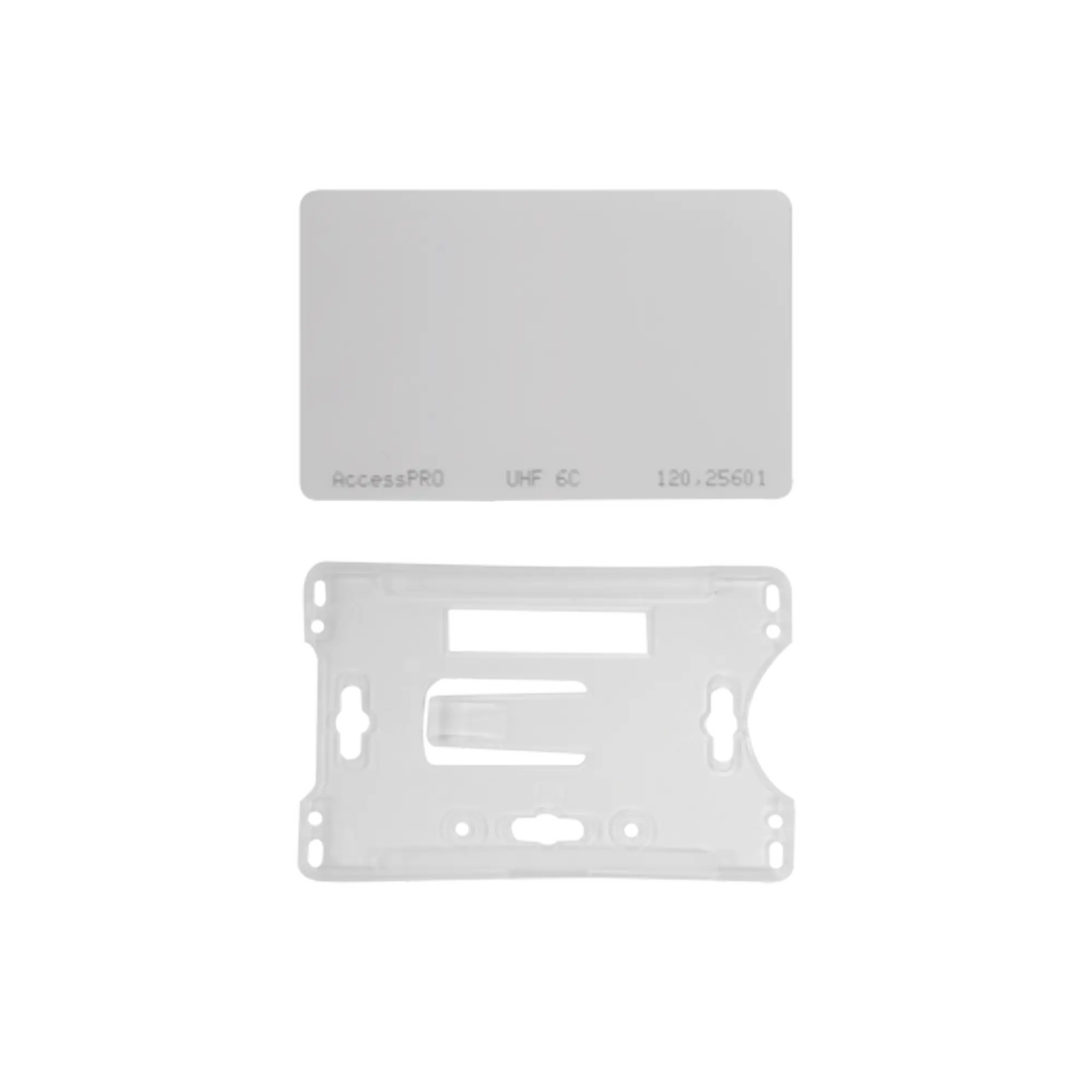 Kit de Tag UHF tipo Tarjeta para lectoras de largo alcance 900 MHZ / EPC GEN 2 / ISO 18000 6C / No imprimible / Incluye porta tarjeta