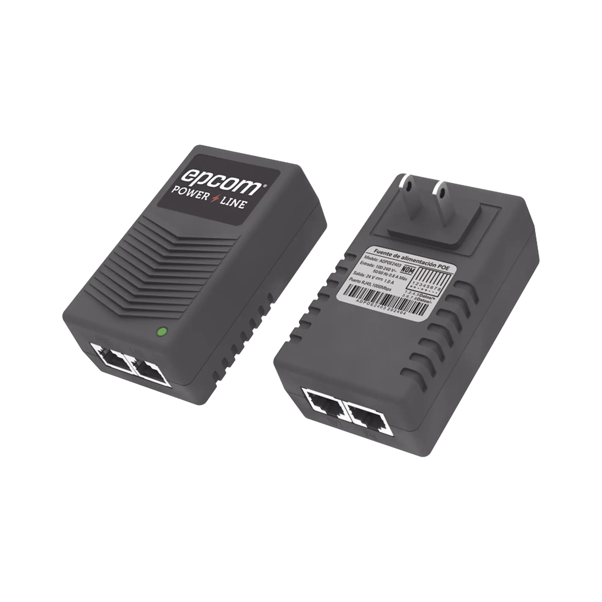Adaptador de pared / Inyector PoE / 24 Vcc / 1 A / Controlado por chip IC / Protección contra OV, OC, SC, UV/ Fácil de instalar