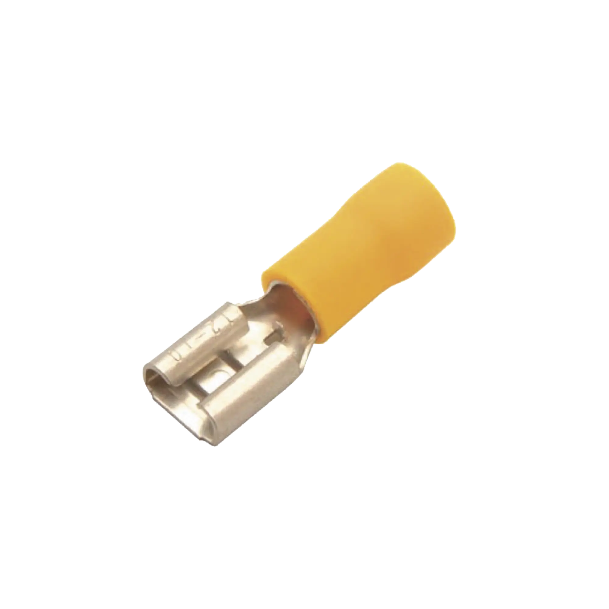 Terminal tipo hembra aislada 0.250 / 12 – 10 AWG / Amarillo / Para baterías con terminal F1 / Paquete de 25 piezas.
