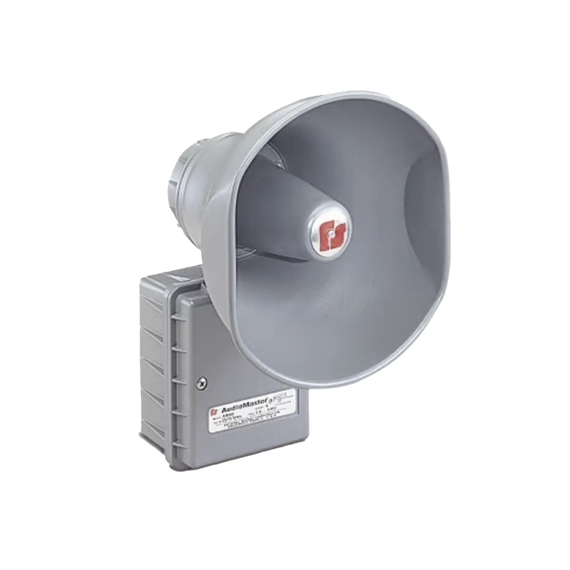 AudioMaster® Altavoz de bocina reentrante para megafonía y anunciamiento público, 15 W de Potencia, Listado contra incendios UL, Color Gris