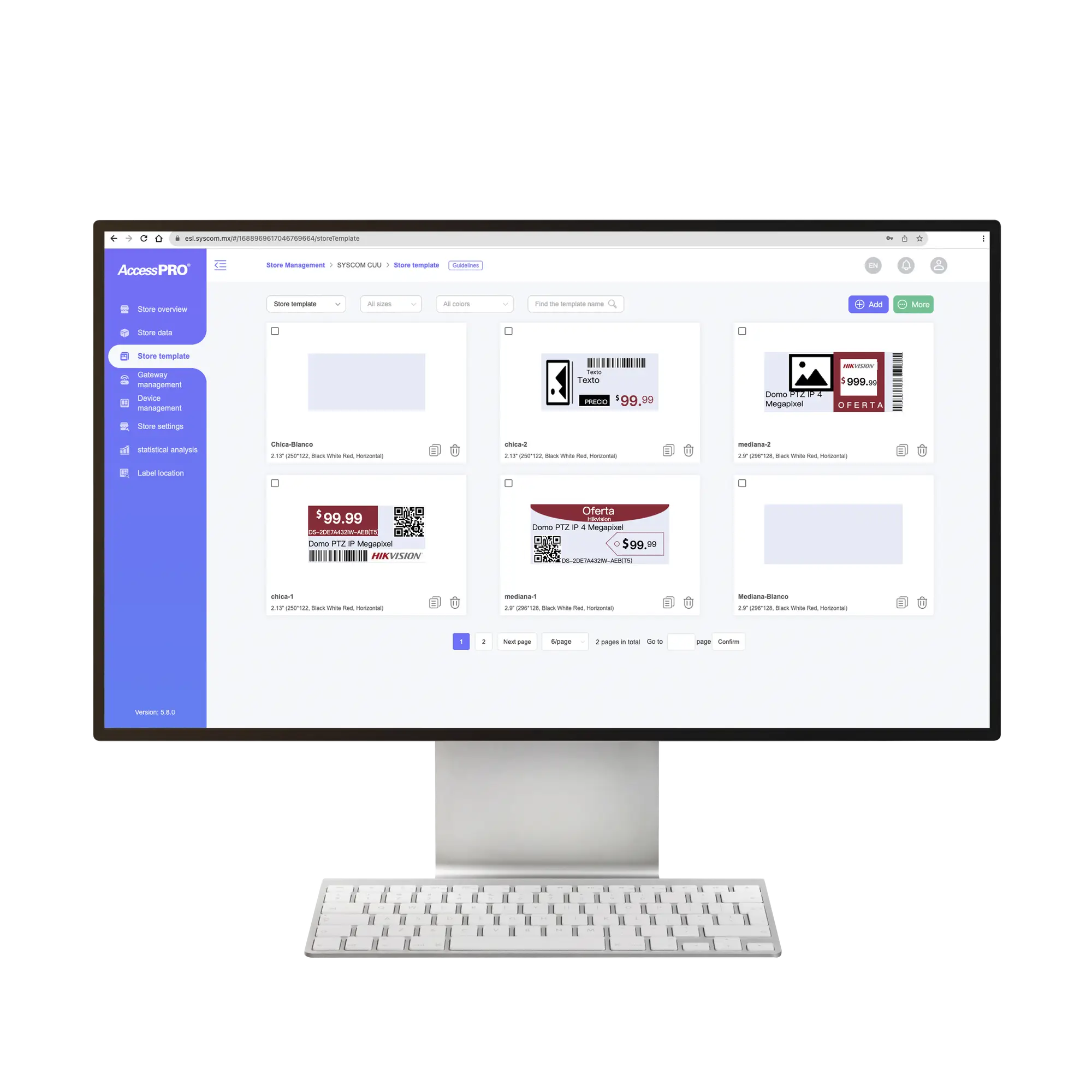 Licencia Anual Para Gestión de AccessPro ESL Cloud / Etiqueta de Tinta Electrónica / ESL / 100% Nube / 1 Tienda