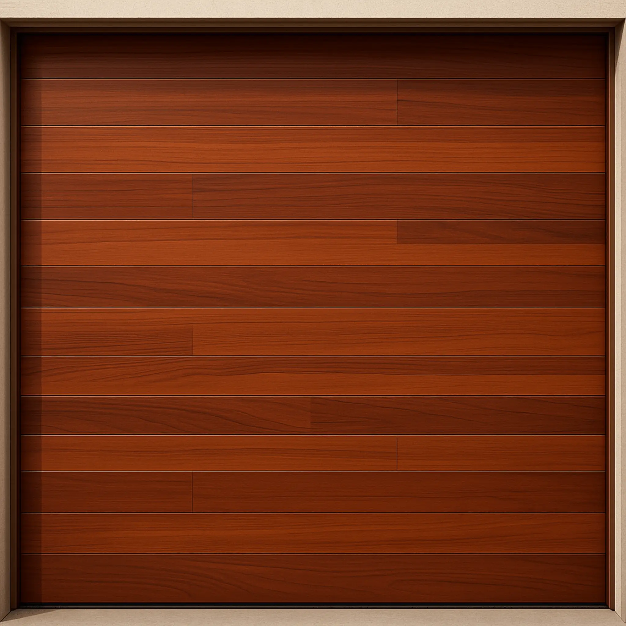 Puerta de Garage de Alta Calidad / Estilo Americano / Acabado Laminado PREMIUM / Color Madera Clara / 12x8 Pies.
