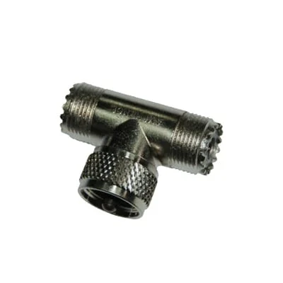 Adaptador «T» AMPHENOL de UHF Macho (PL-259) a Doble UHF Hembra (SO-239) para Duplexers WP-629, WP-639 o WP-641.