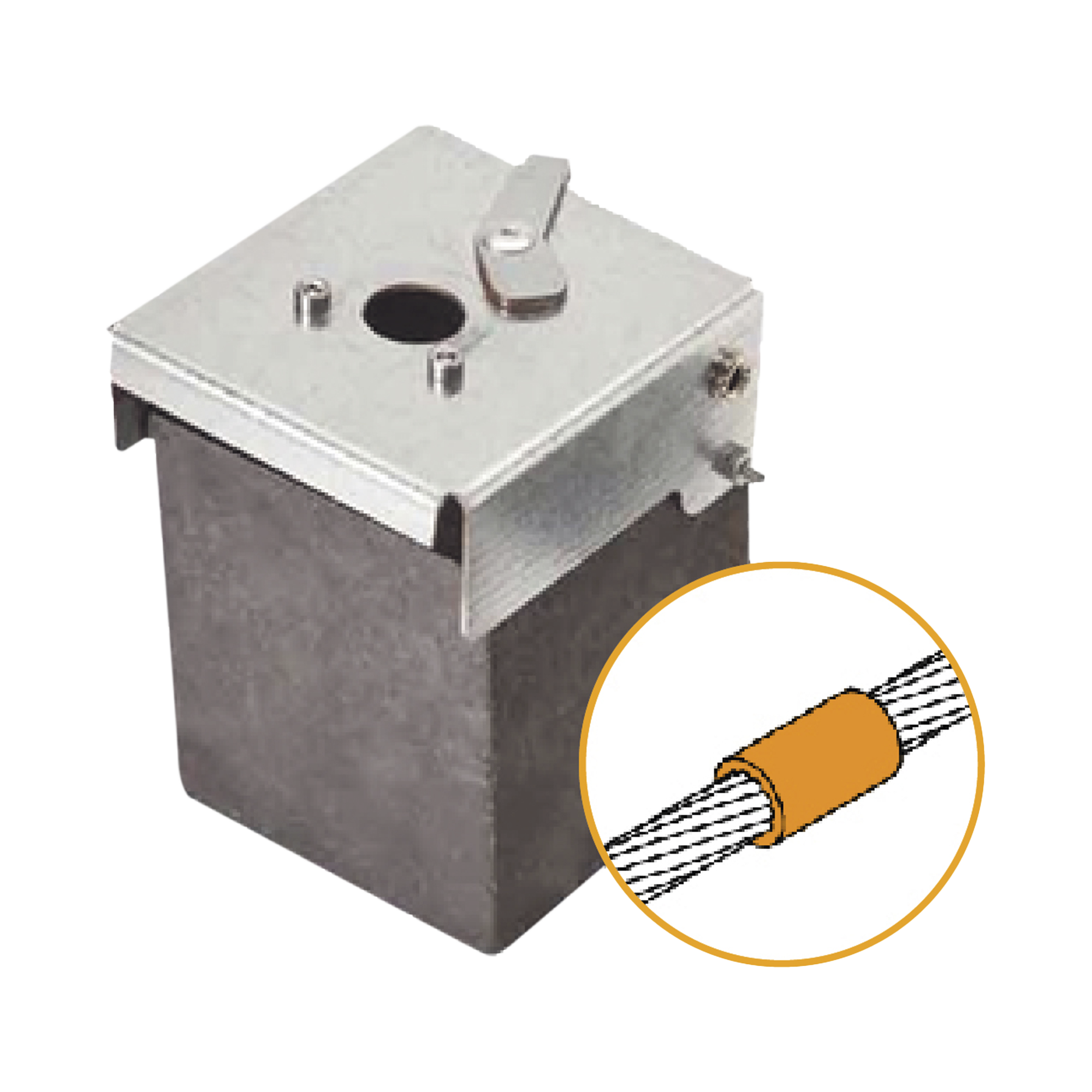 Molde de grafito vertical unión lineal de cable 2/0 AWG (pasante) con cable 2/0 AWG (terminal).