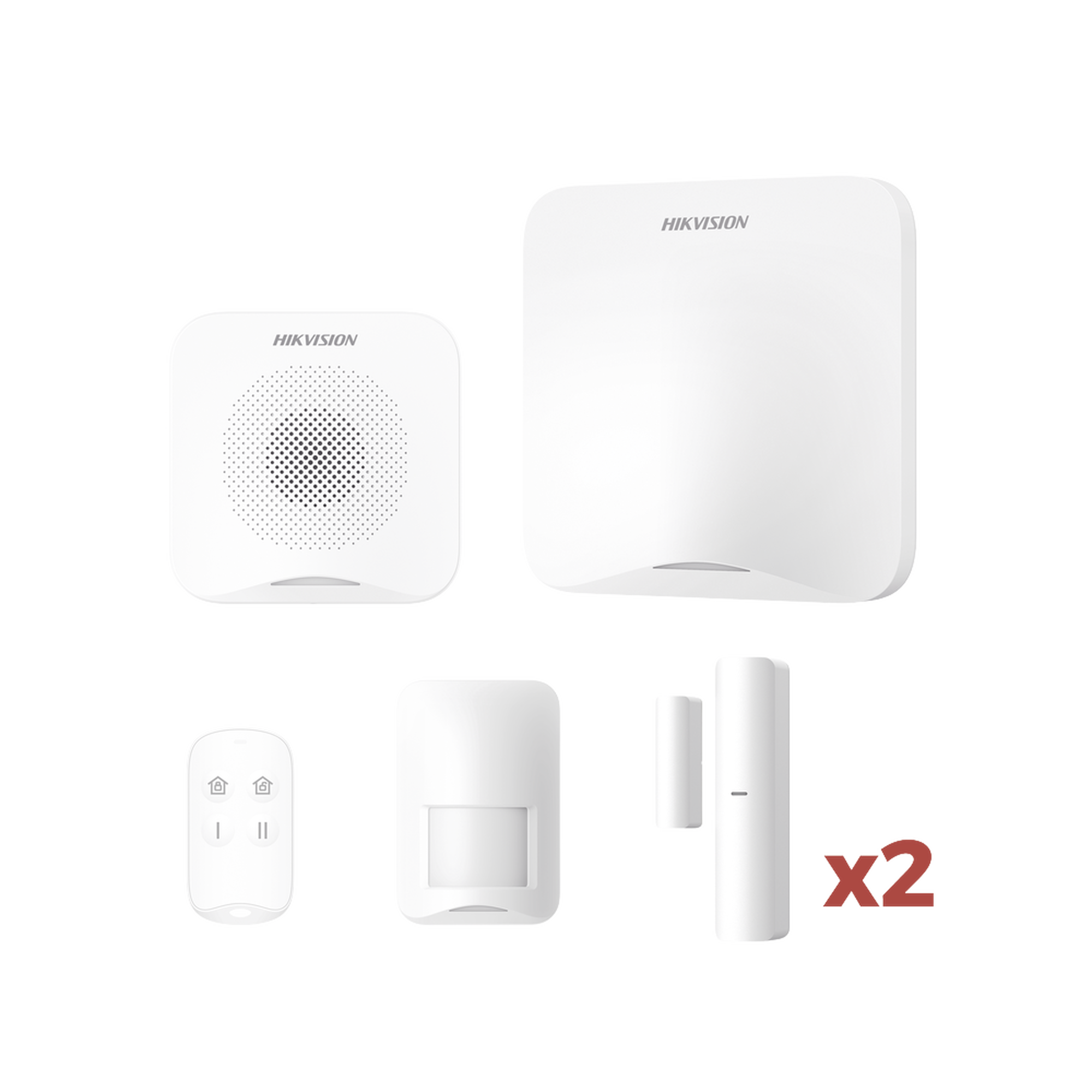 (AX HOME) KIT de Alarma AX HOME / Incluye: 1 Hub con batería de respaldo / 1 Llavero / 1 PIR / 2 Contactos Magnéticos / 1 Sirena / Wi-Fi / Compatible con Hik-Connect P2P y Hik-Partner PRO