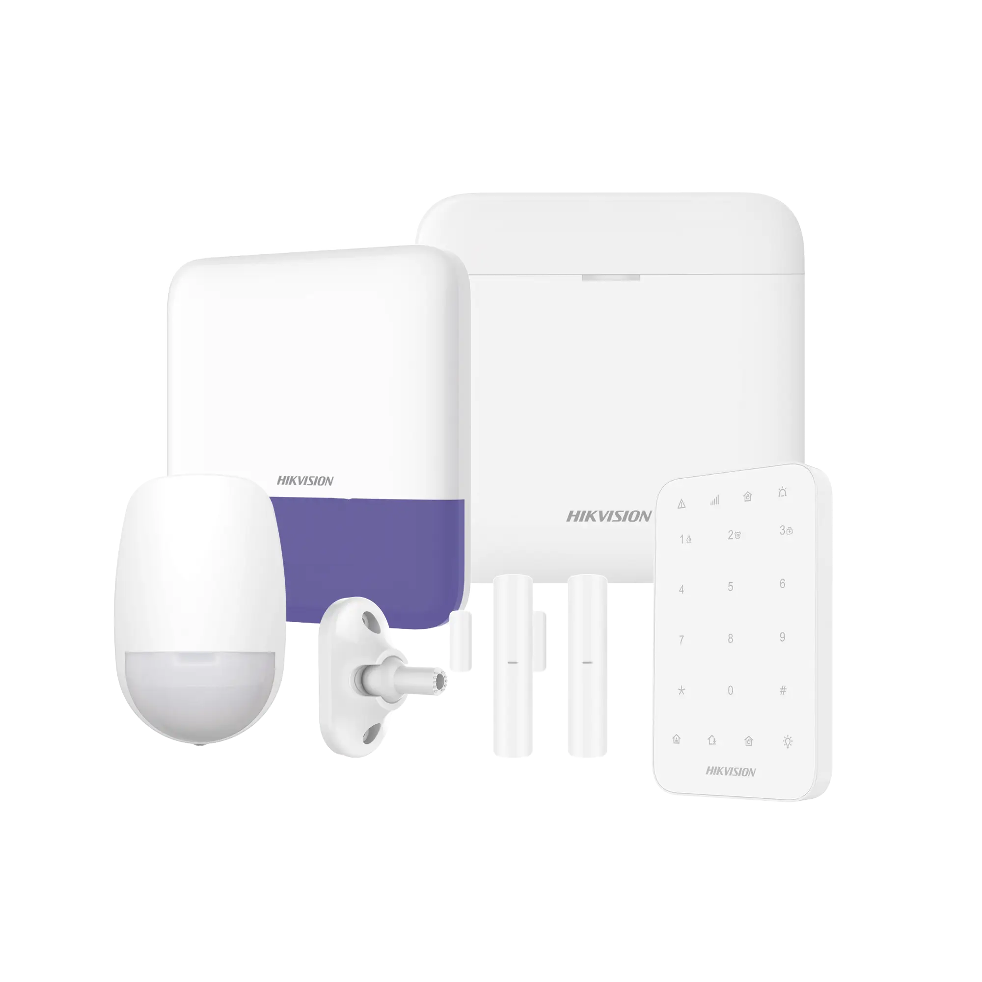 (AX PRO) KIT de Alarma AX PRO / Incluye: 1 Hub con bateria de respaldo / 1 Sensores PIR / 1 Montaje Universal para PIR / 2 Contactos Magnéticos / 1 Teclado / 1 Sirena Inalambrica Exterior / WiFi / Compatible con Hik-Connect P2P