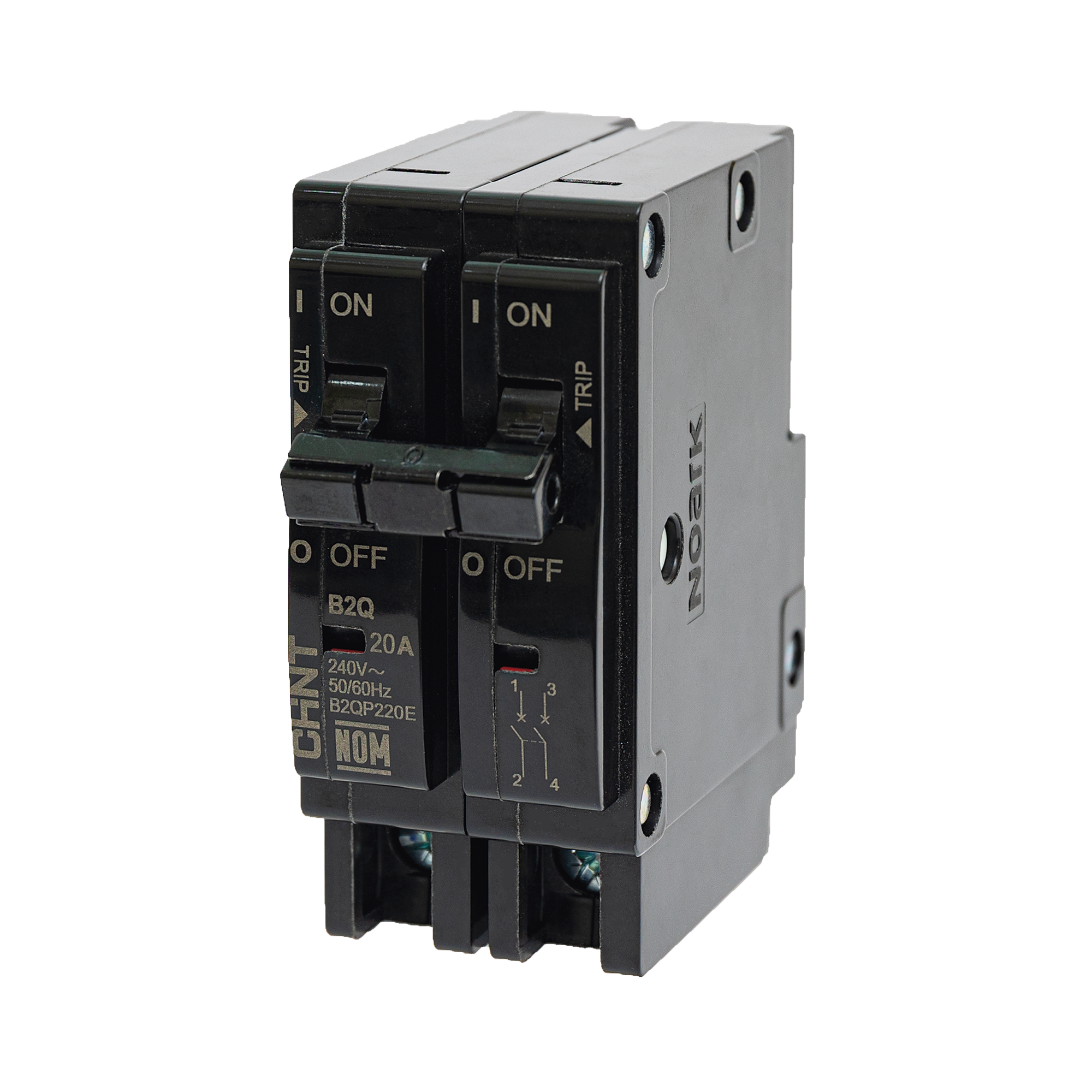 Interruptor Termomagnético Enchufable, Serie: B2Q, 2P, 20A, 240V (SKU:1002279)